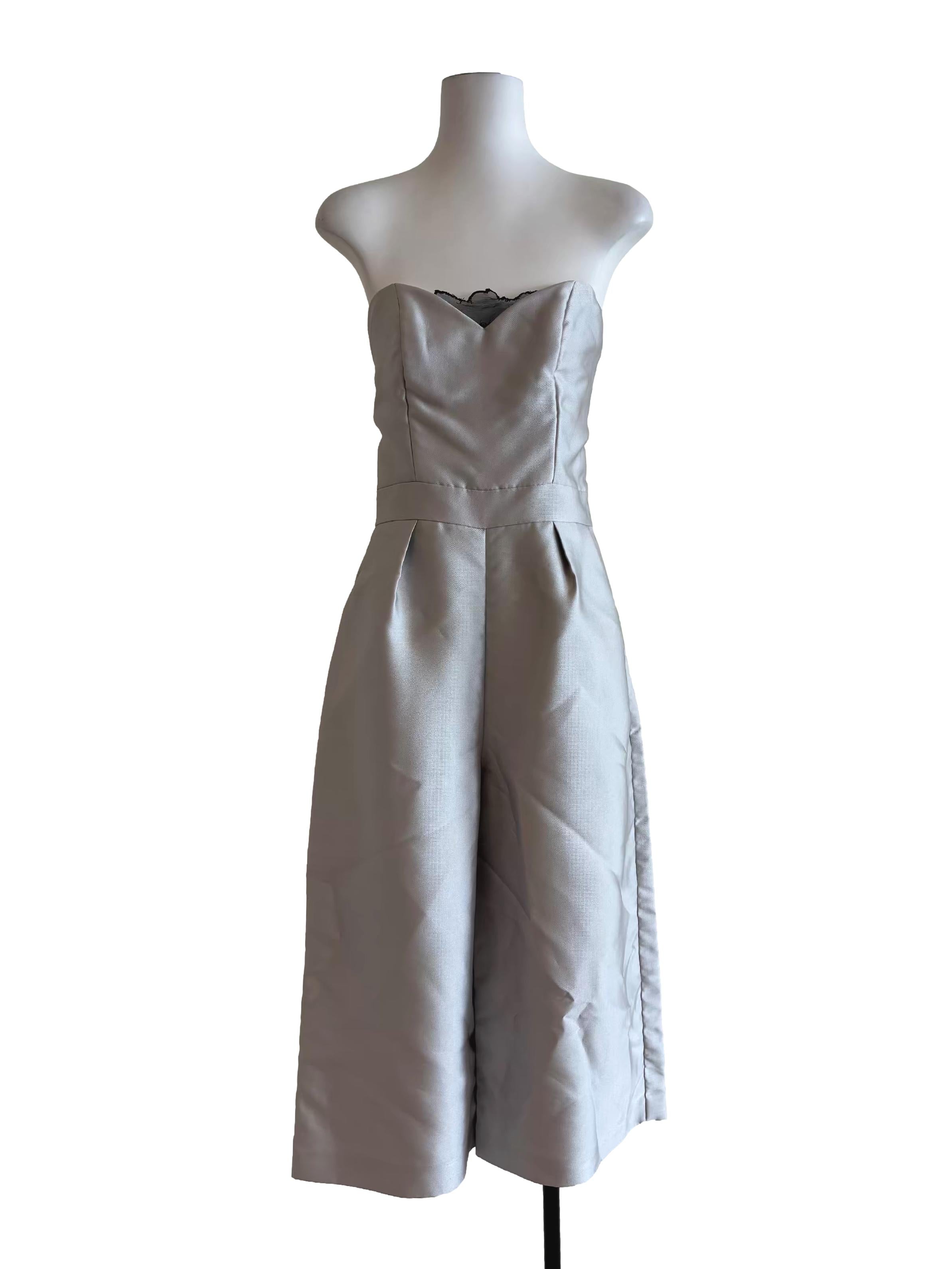 Silver Strapless Sweetheart Jumpsuit