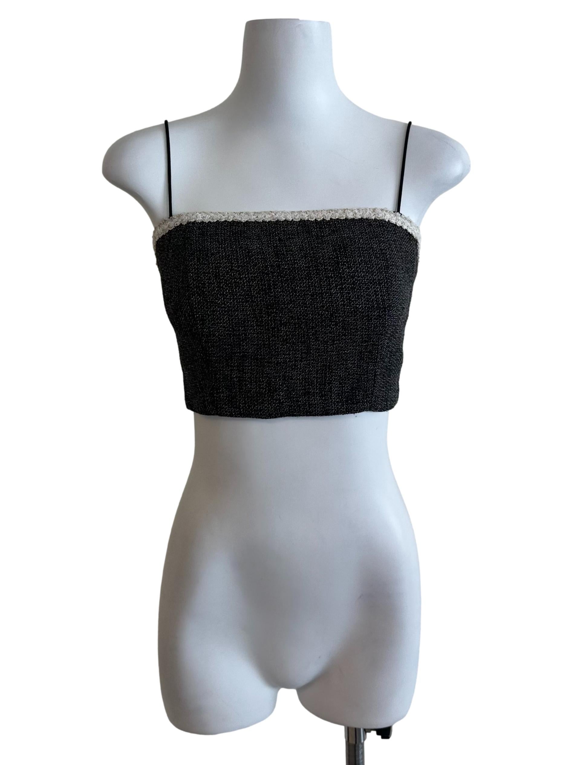 Charcoal Black Tweed Textured Top