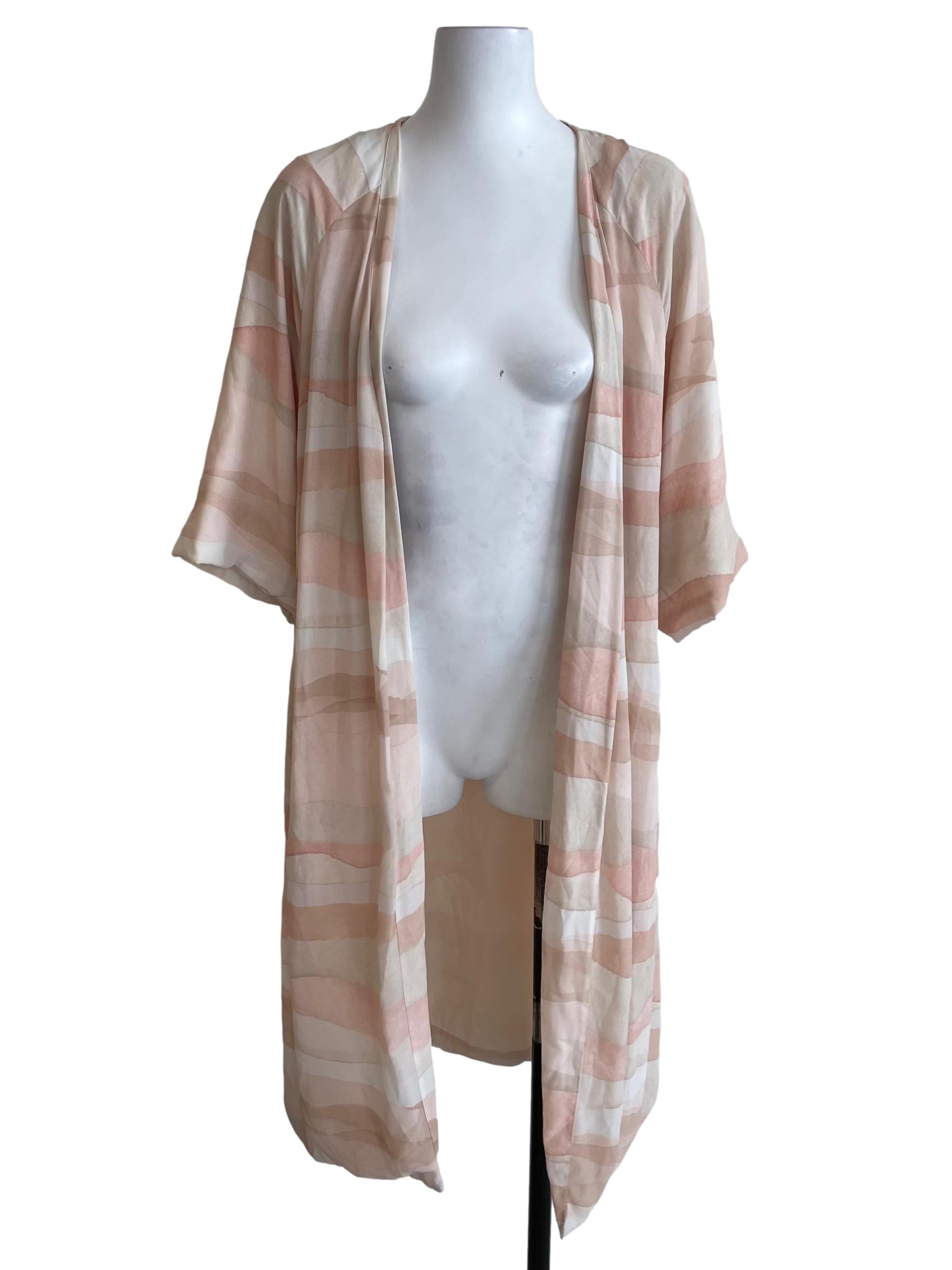 Coconut Beige Open Front Long Kimono Cardigan