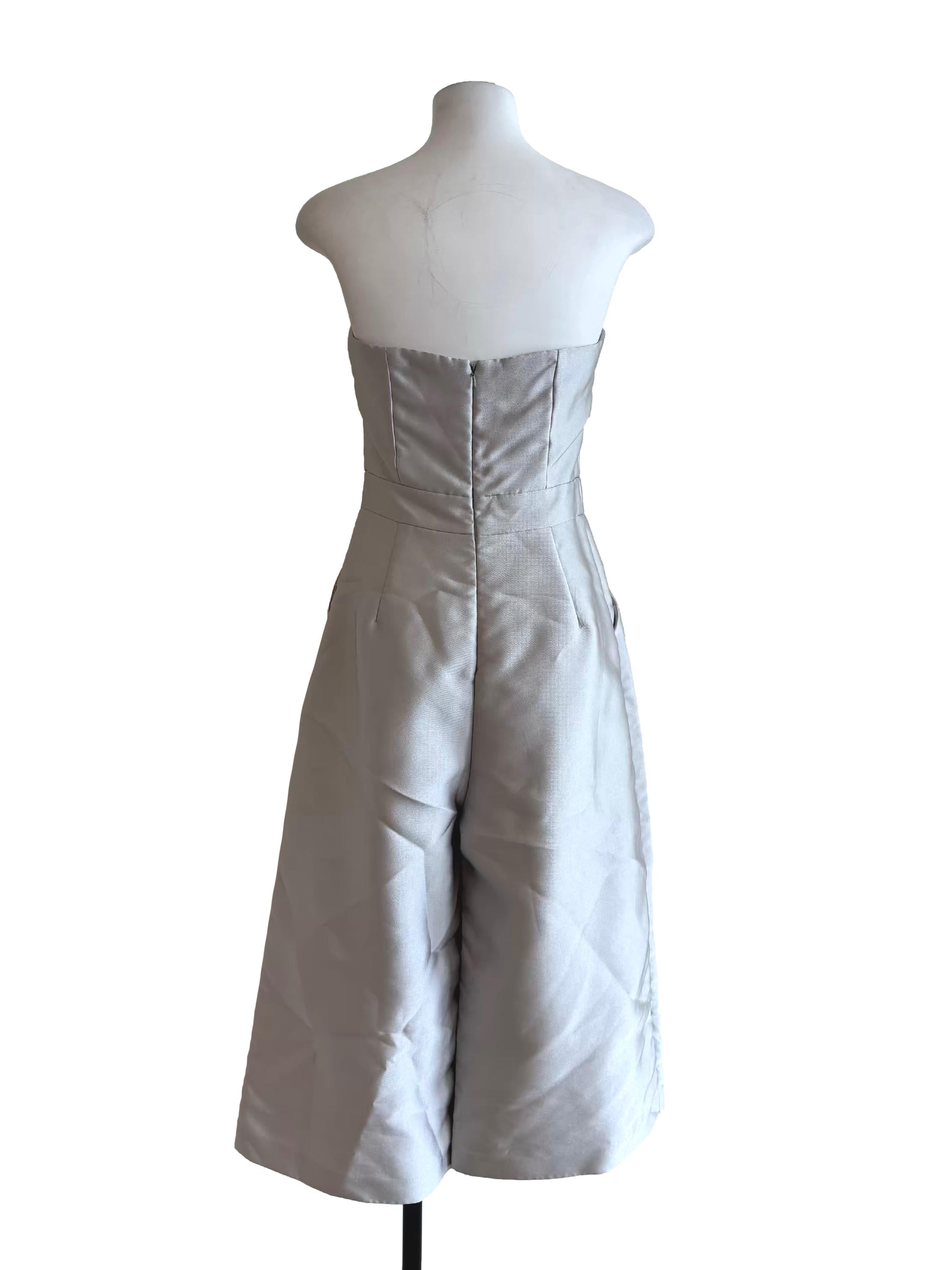 Silver Strapless Sweetheart Jumpsuit