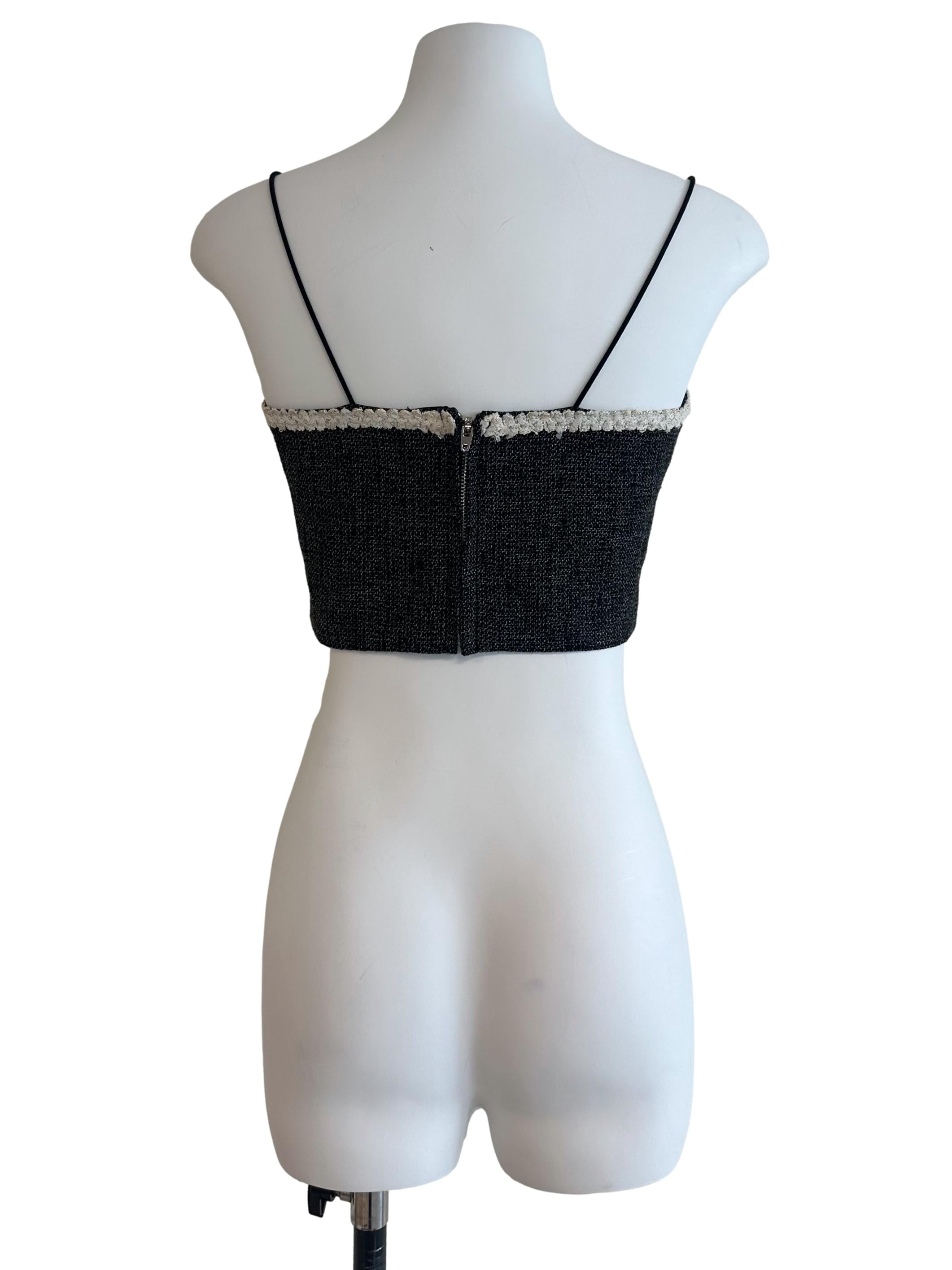 Charcoal Black Tweed Textured Top