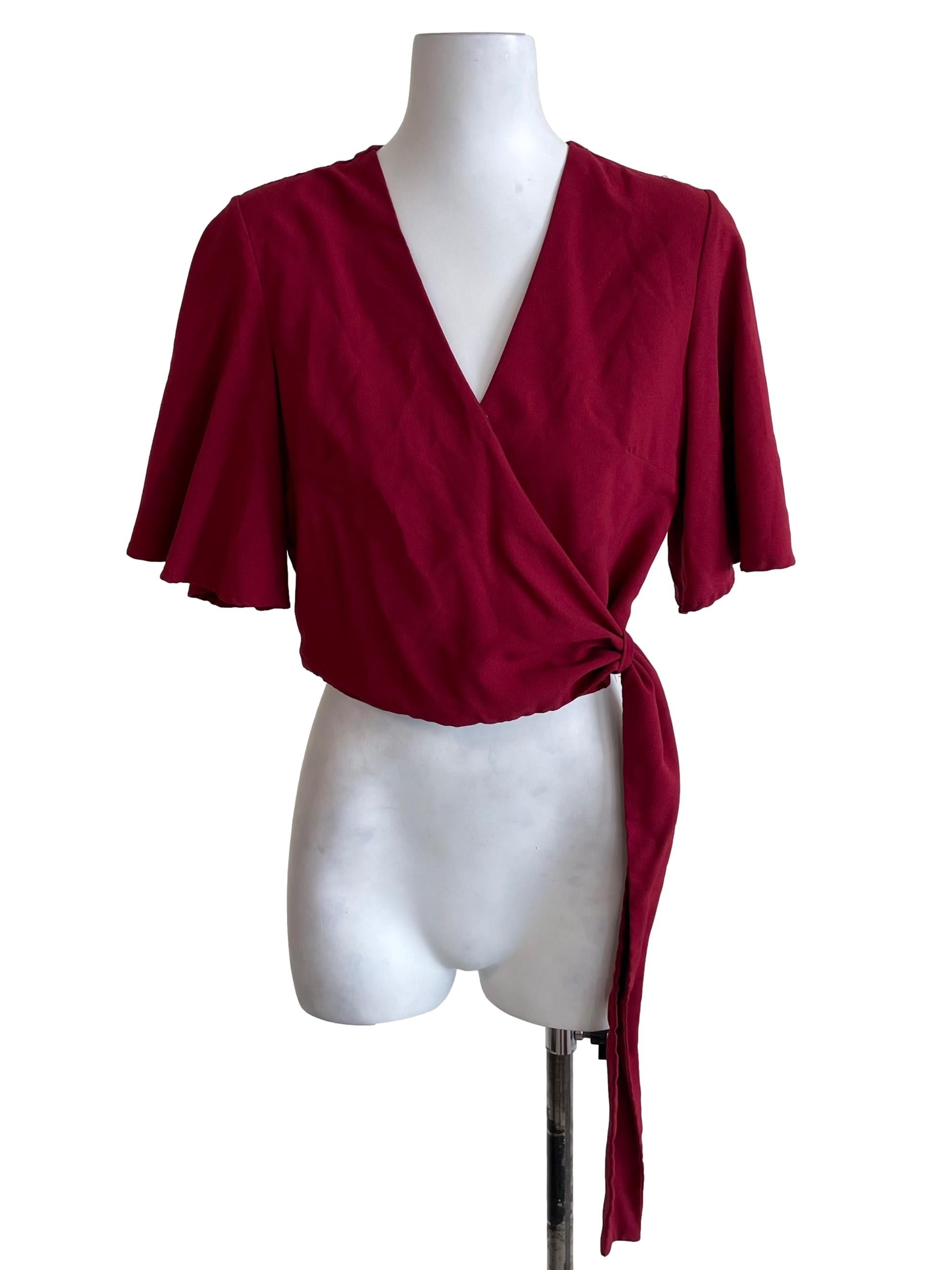 Berry Red Wrap Crop Top