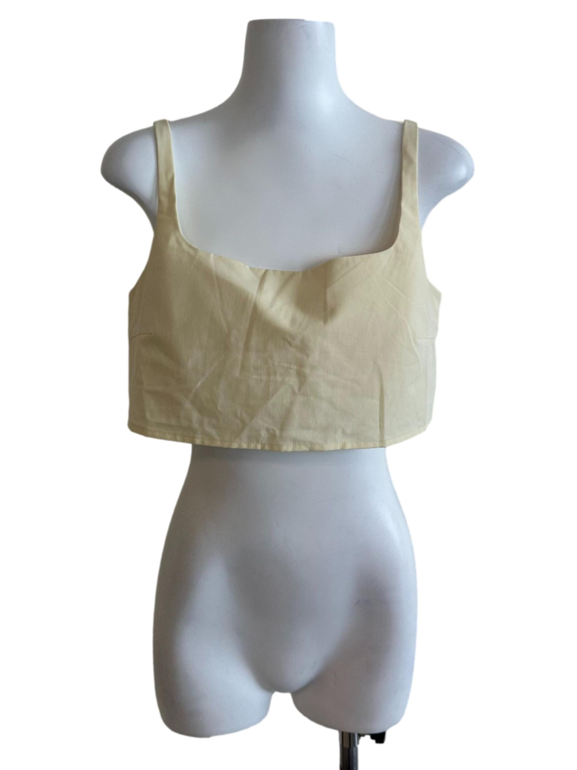 Butter Yellow Square Neck Crop Top