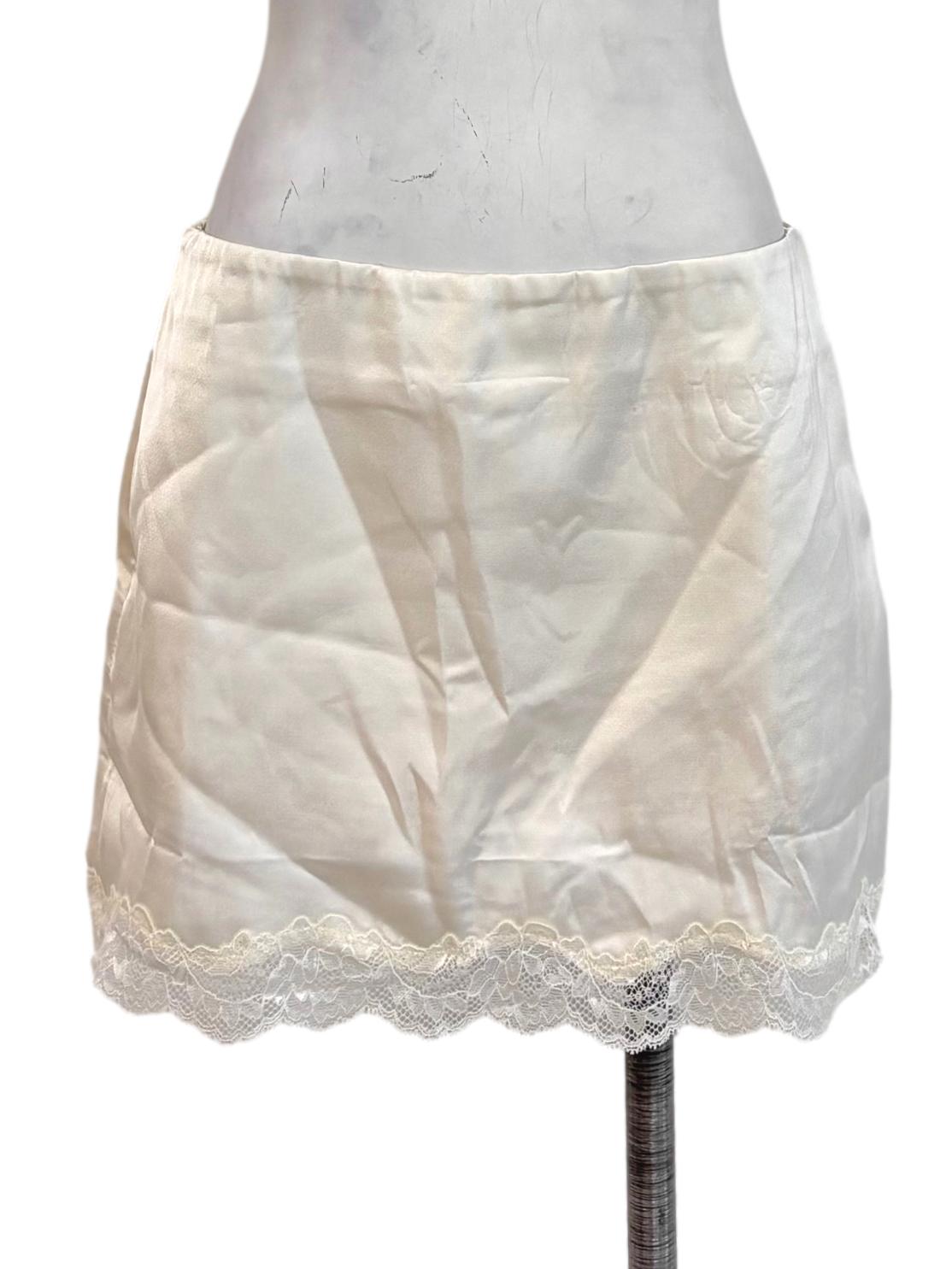 Cream Lace Hem Mini Skirt