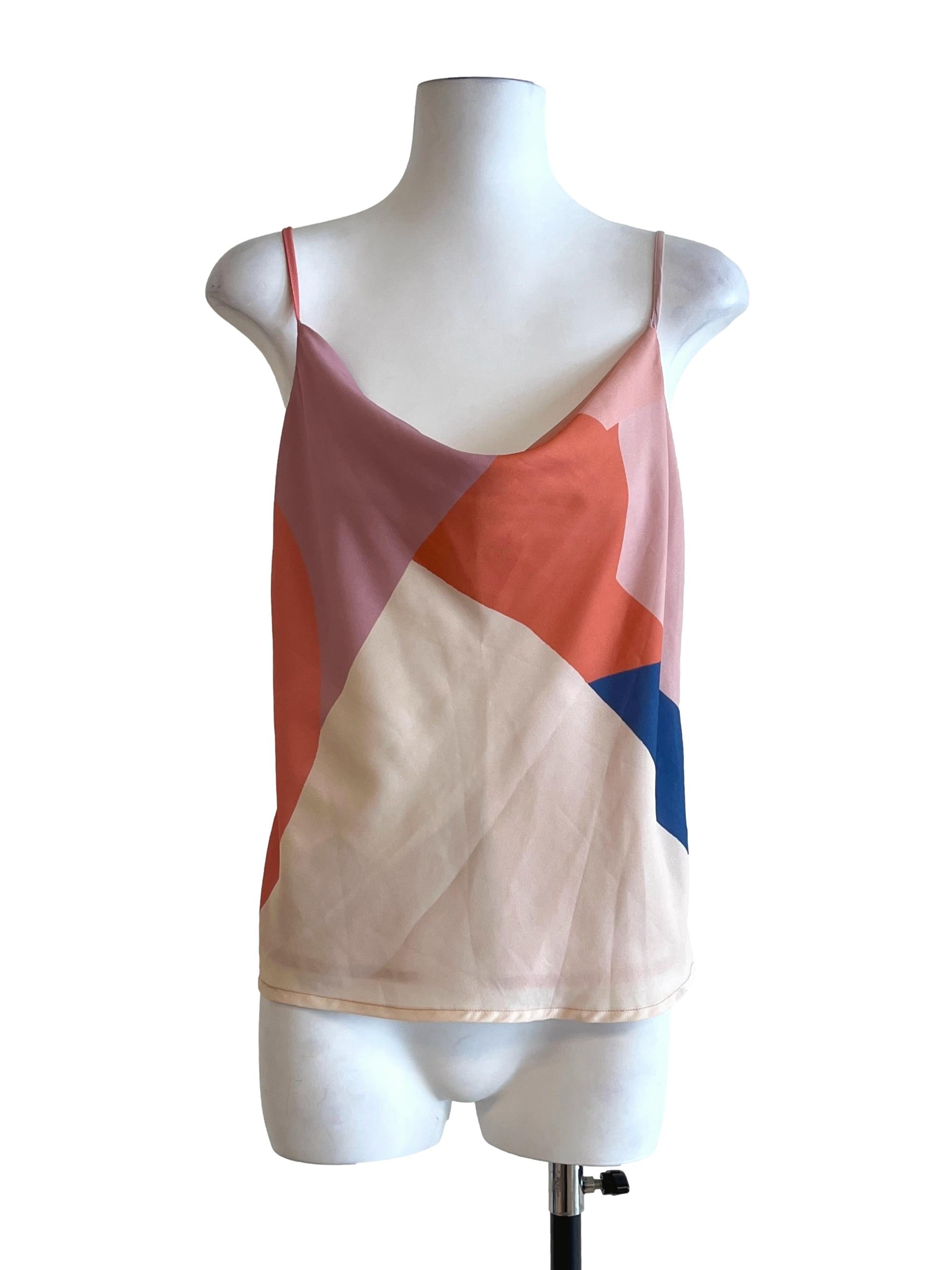 Mauve Pink Abstract Print Scoop Top