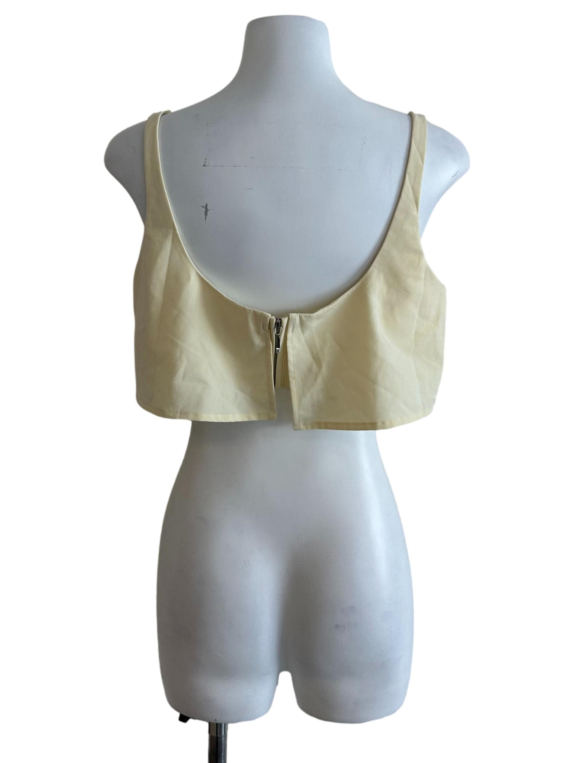 Butter Yellow Square Neck Crop Top
