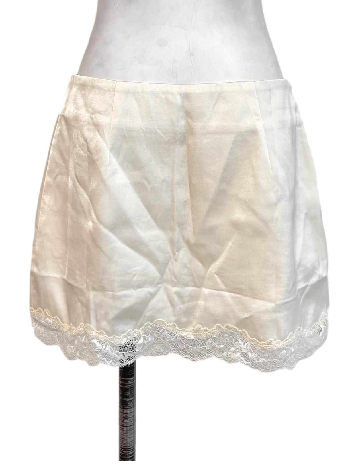 Cream Lace Hem Mini Skirt