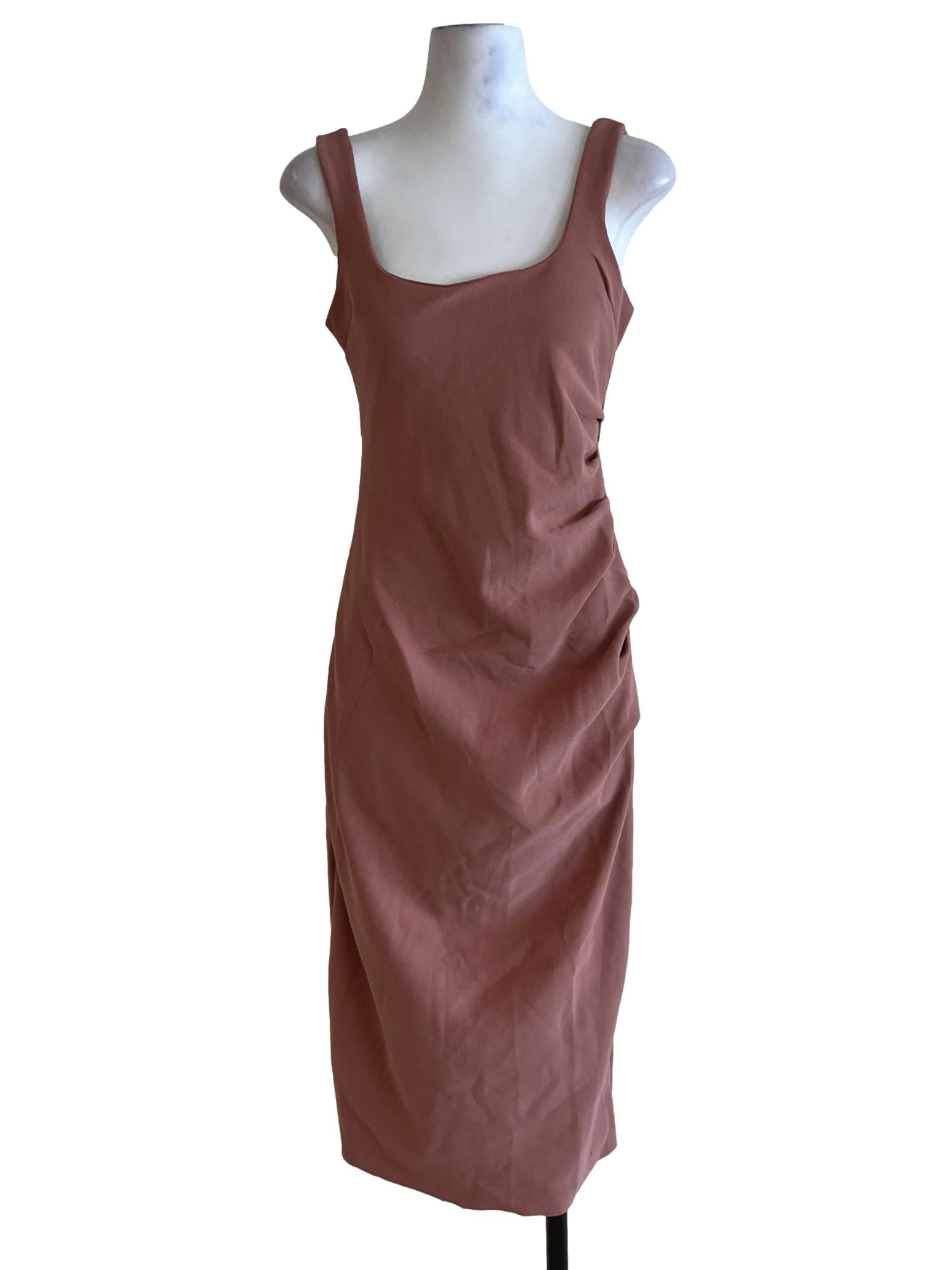Blush Pink Square Neckline Sheath Dress