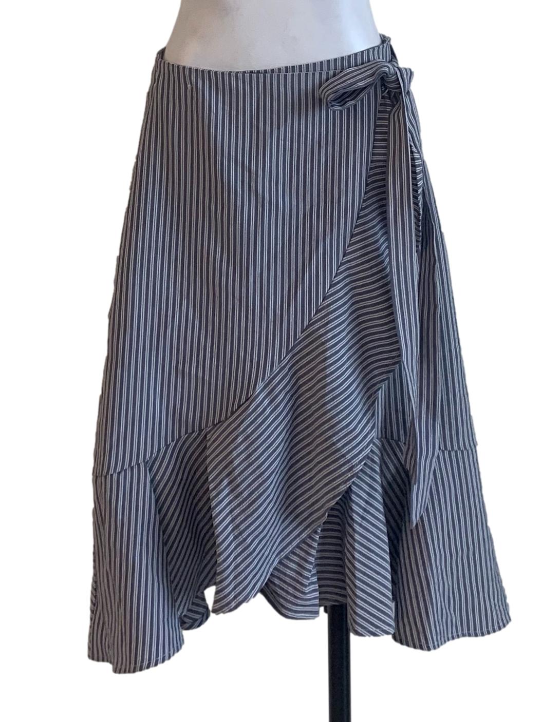 Dove Grey Bengal Stripe Wrapped Skirt