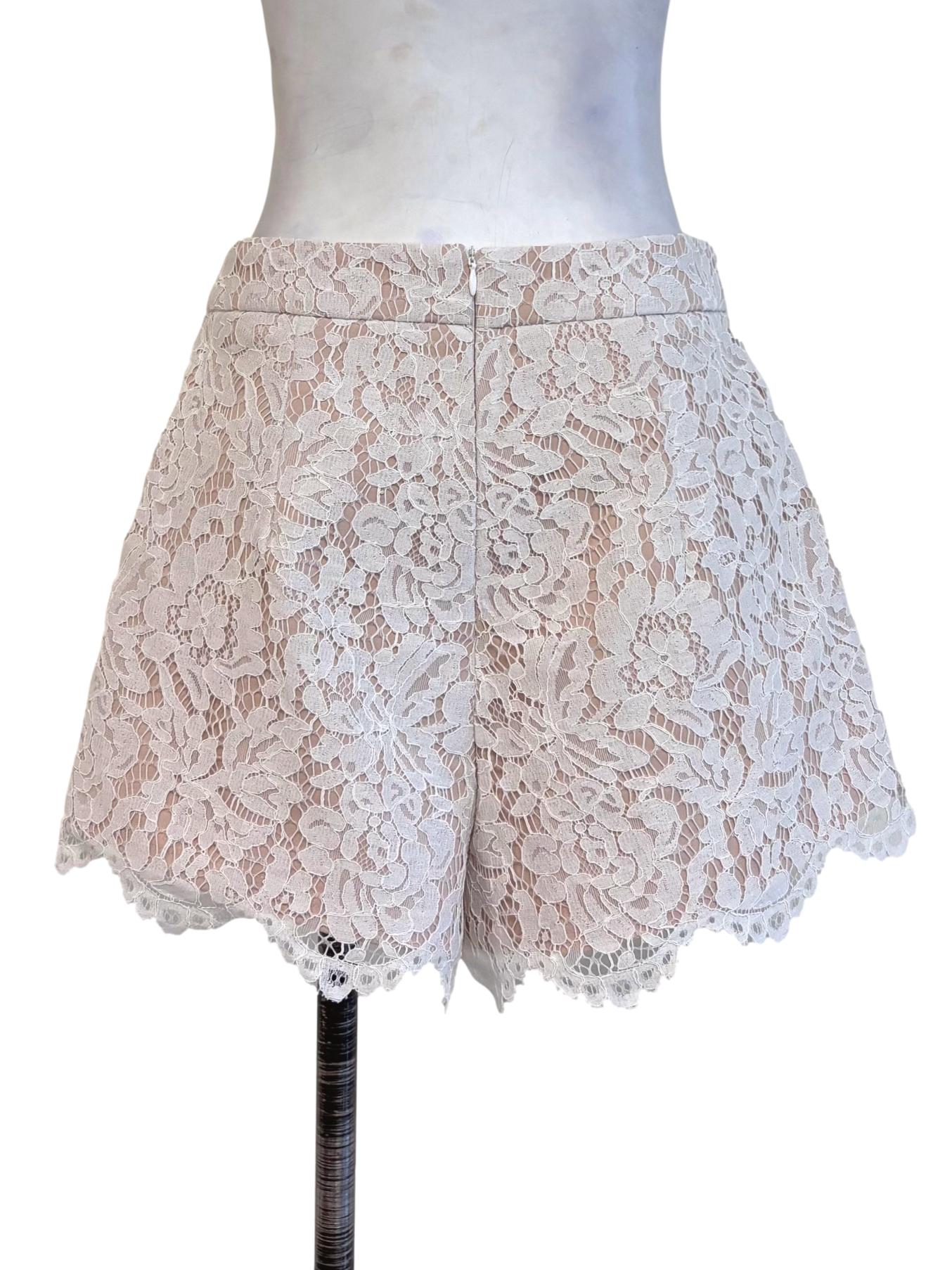 Ivory White Floral Lace Shorts