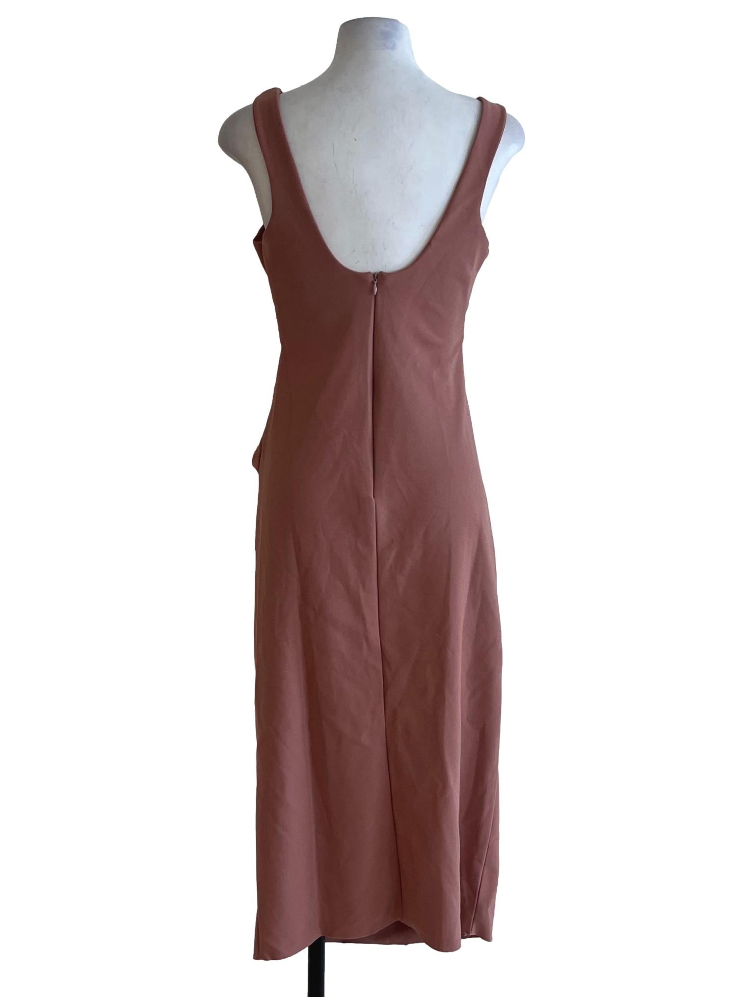 Blush Pink Square Neckline Sheath Dress