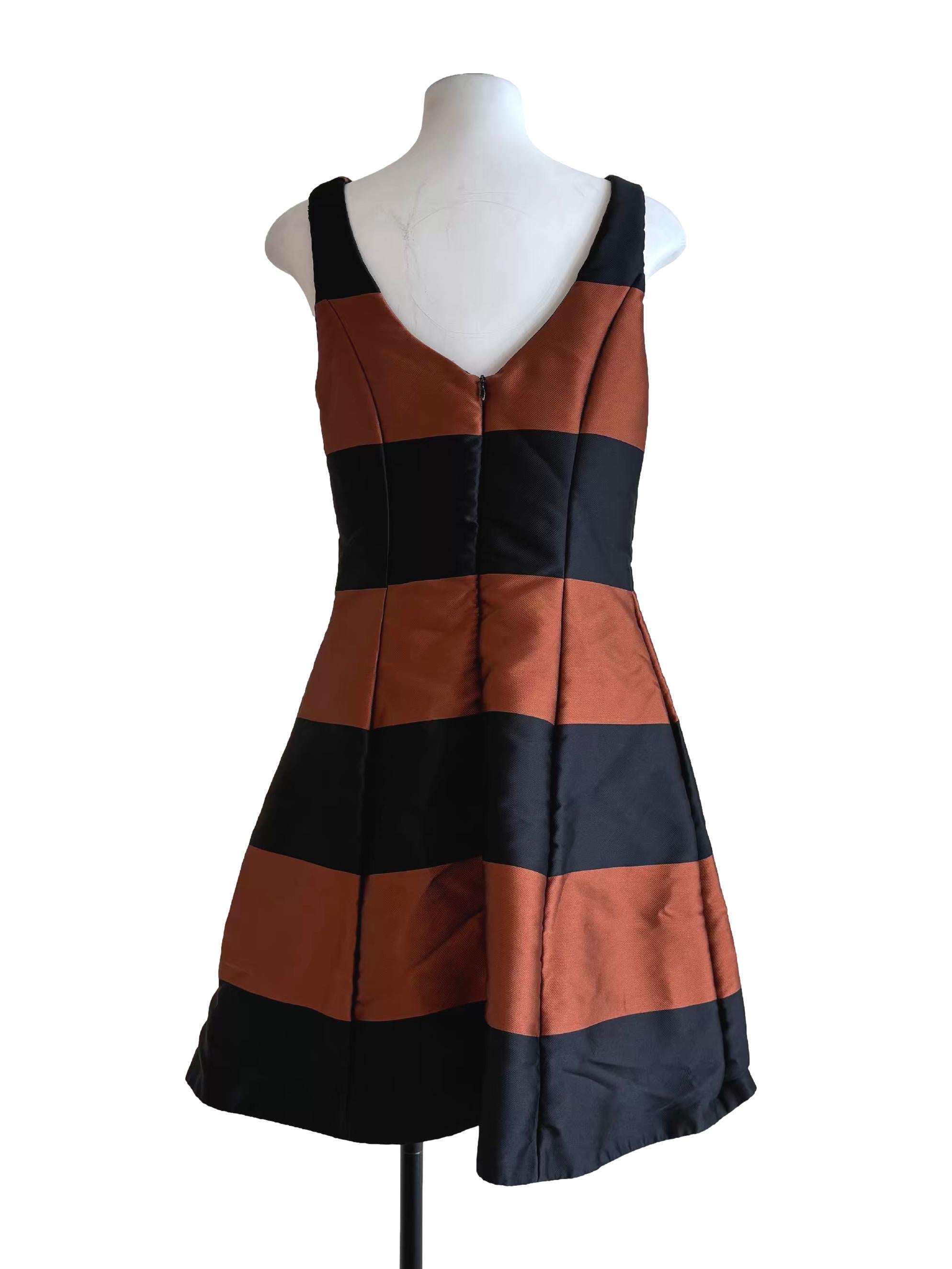 Black Burnt Orange A-Line Dress
