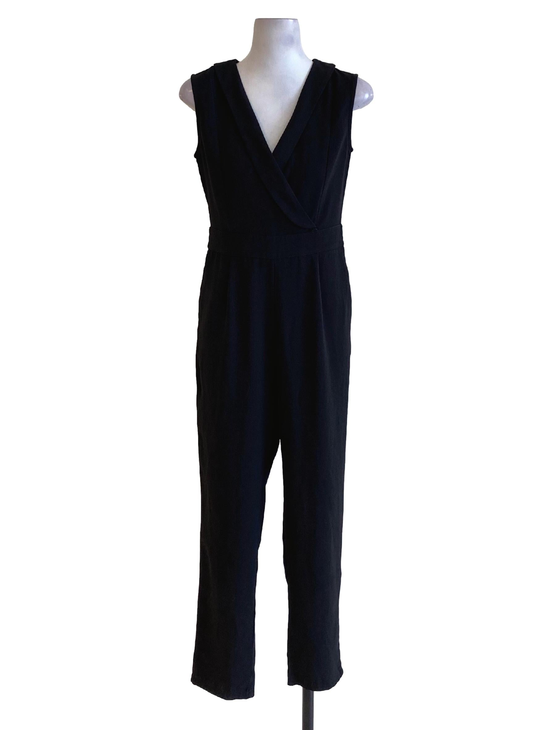 Jet Black V-Neck Jumpsuit TEM