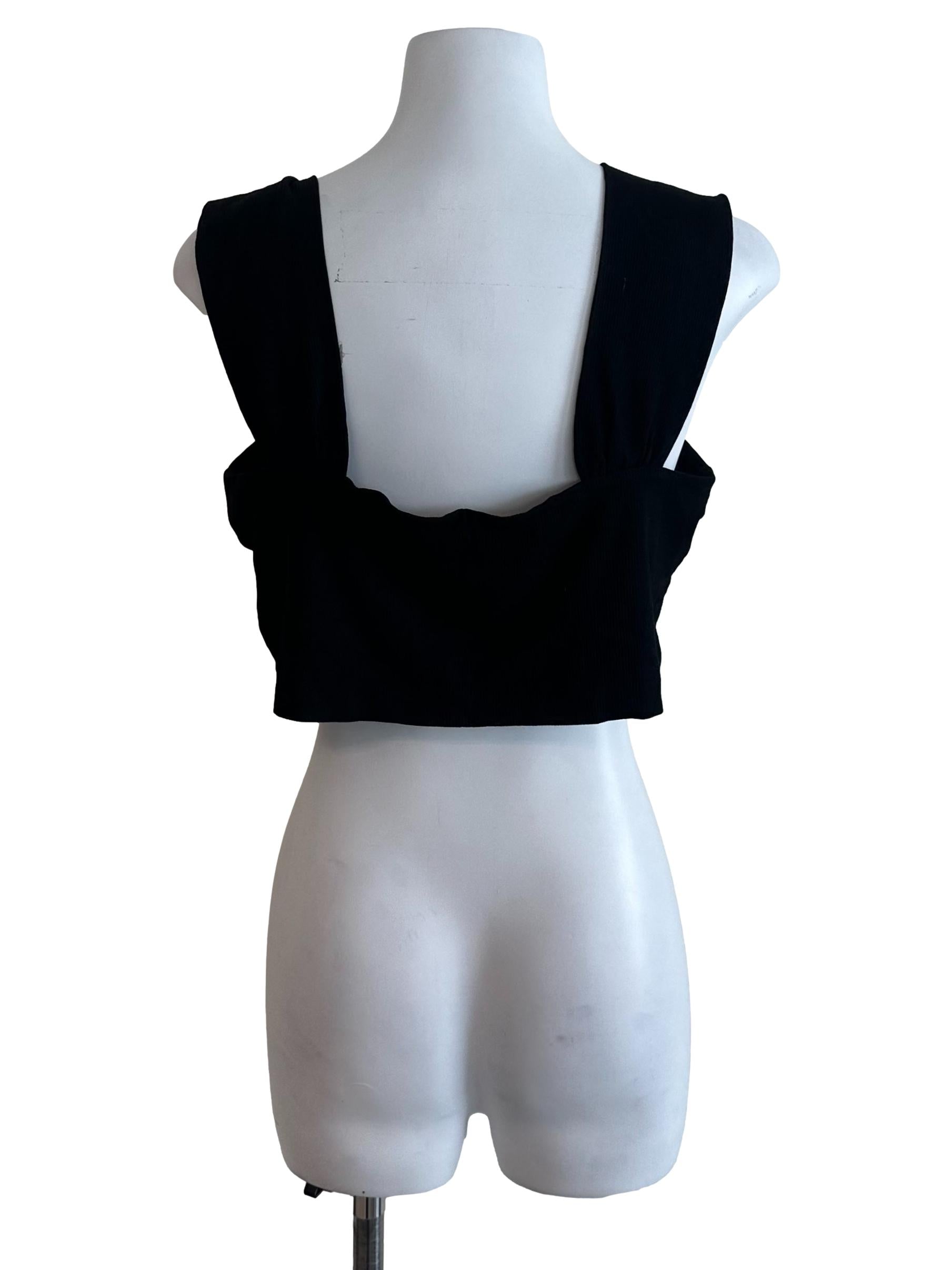 Raven Black Ribbed Thick Strap Top