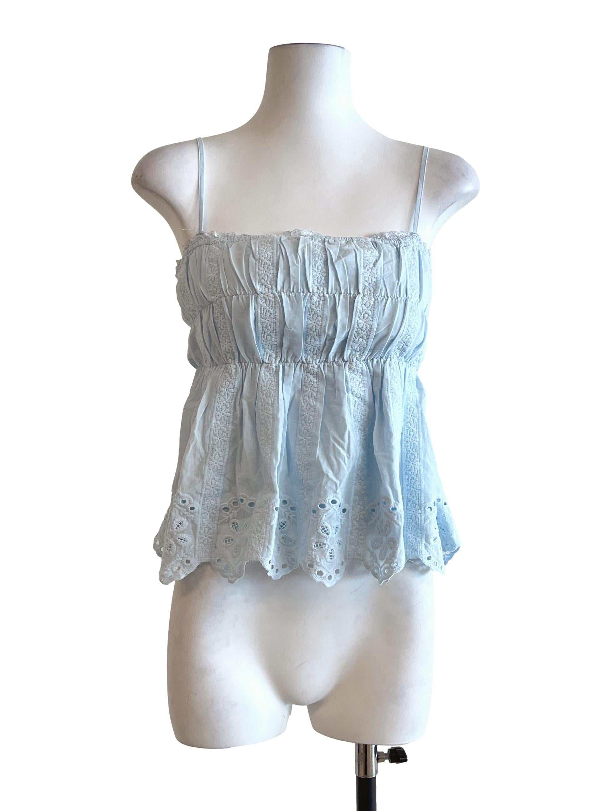Sky Blue Spaghetti Strap Sleeveless Top