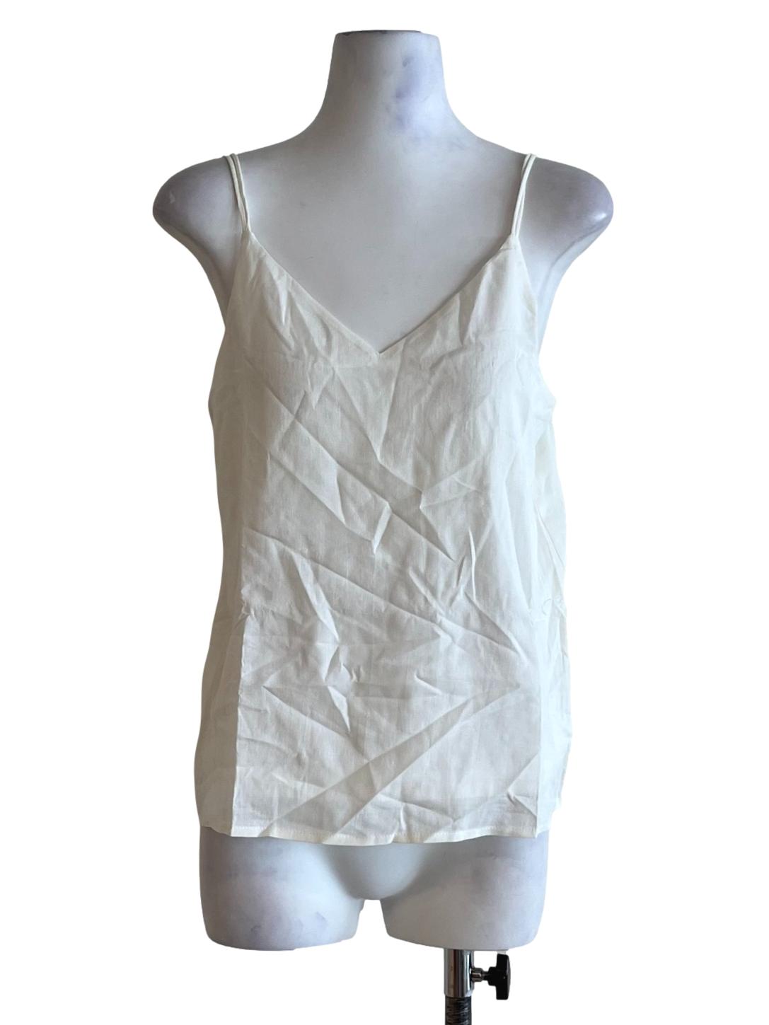 White V-Neckline Sleeveless Top