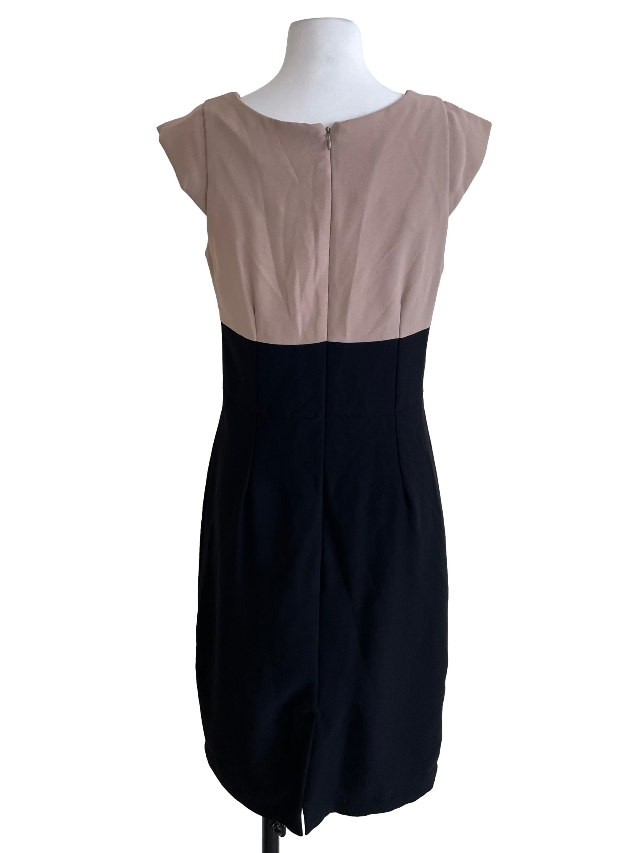 Black & Beige Broad Slip Dress