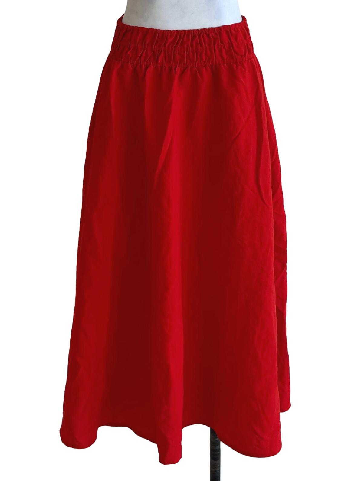 Candy Red High-Waisted A-Line Skirt