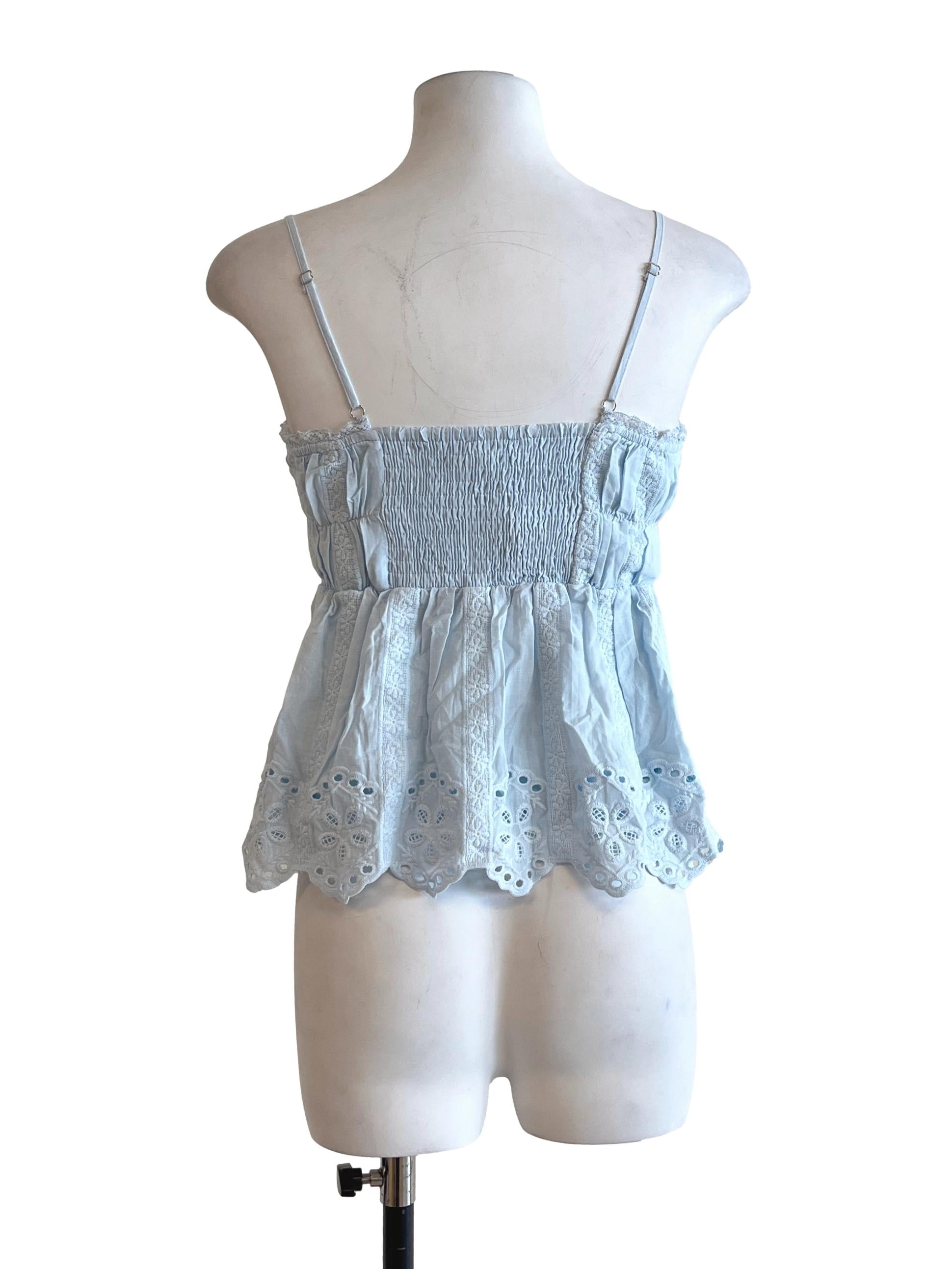 Sky Blue Spaghetti Strap Sleeveless Top