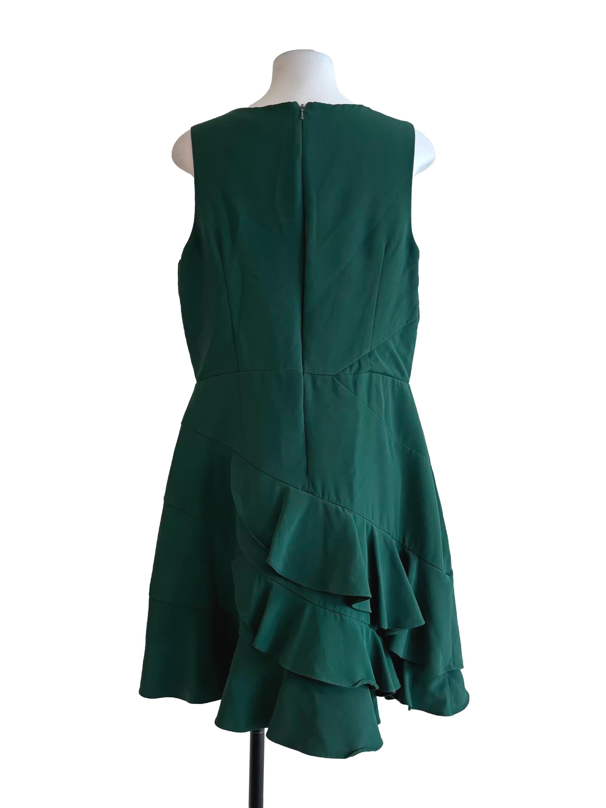 Forest Green Sleeveless Ruffle Dress