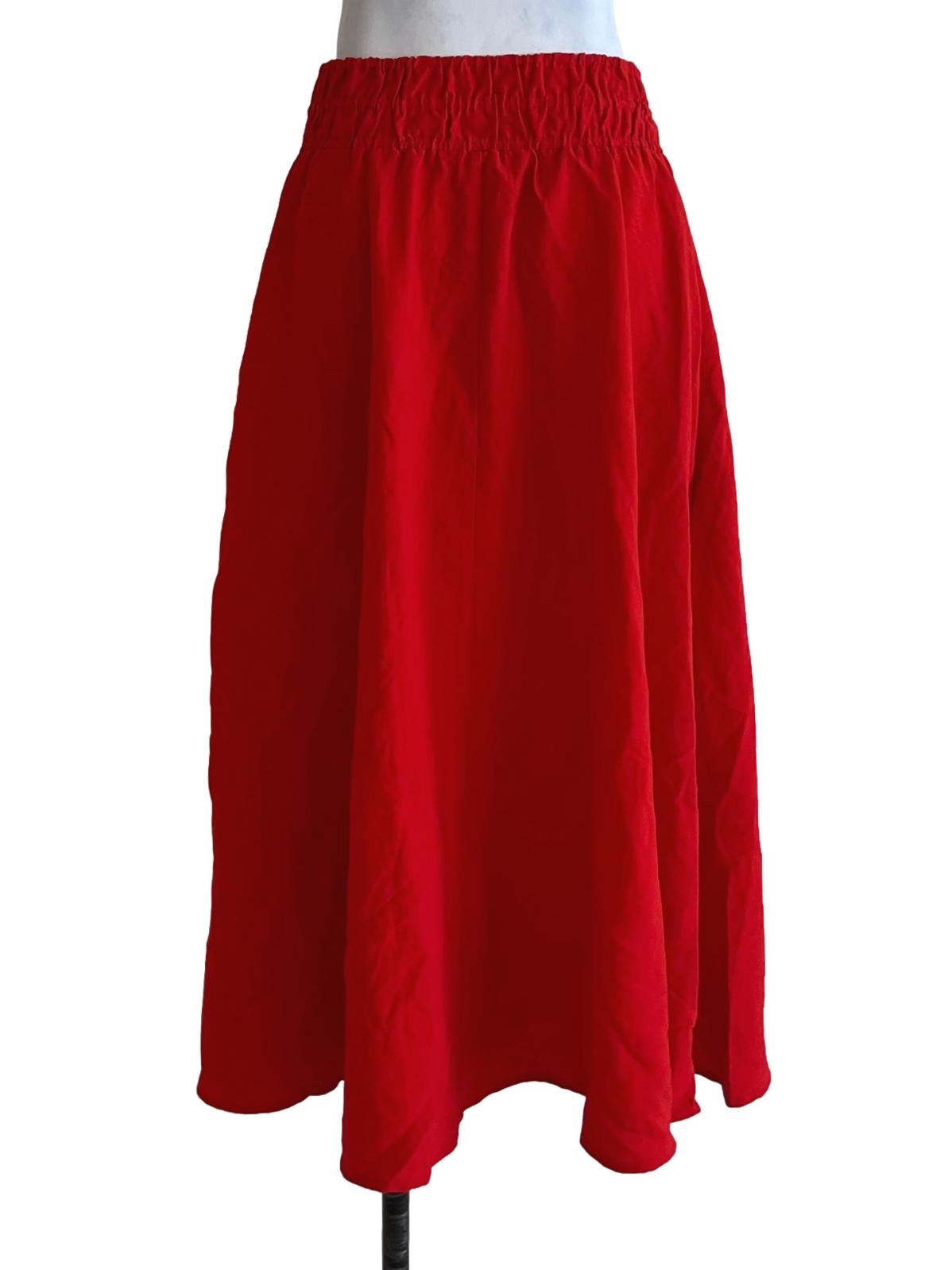 Candy Red High-Waisted A-Line Skirt