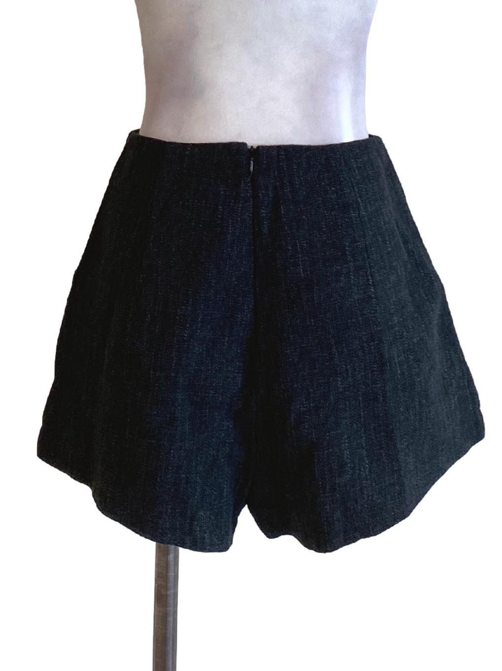 Onyx Black Nailshead Tweed Shorts