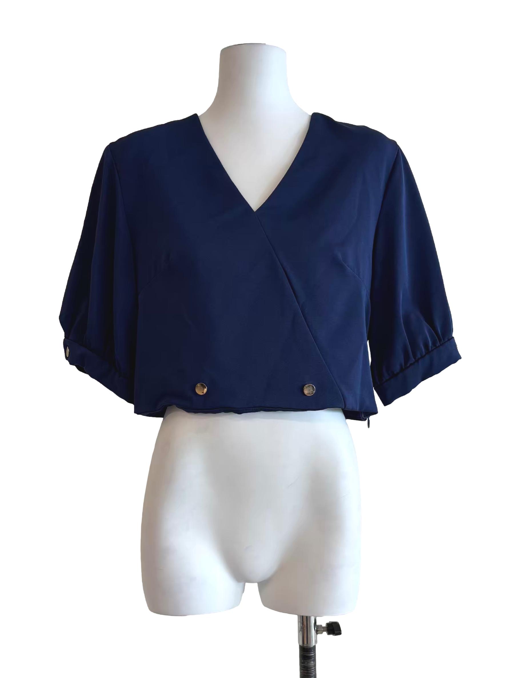 Navy Blue Cropped Blouse