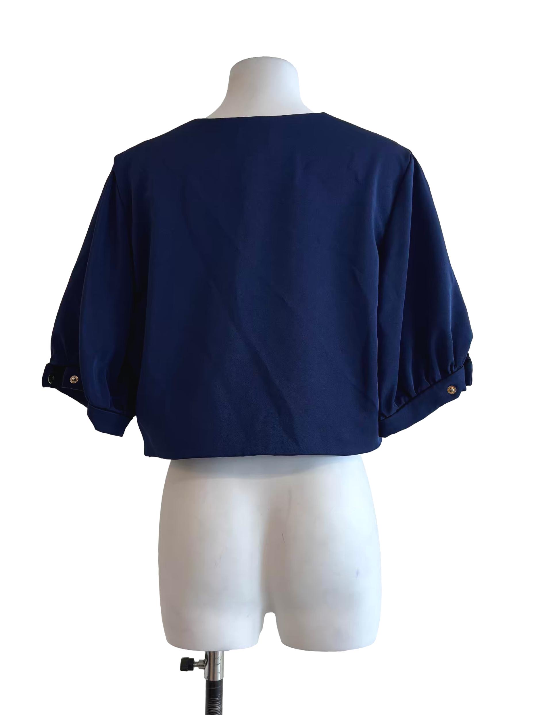 Navy Blue Cropped Blouse