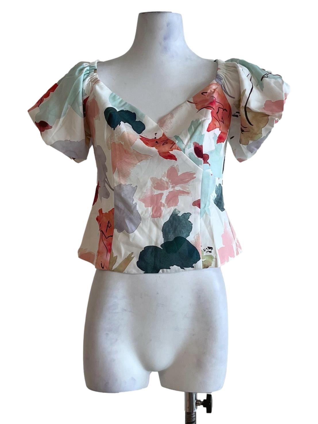 White Abstract Blouse