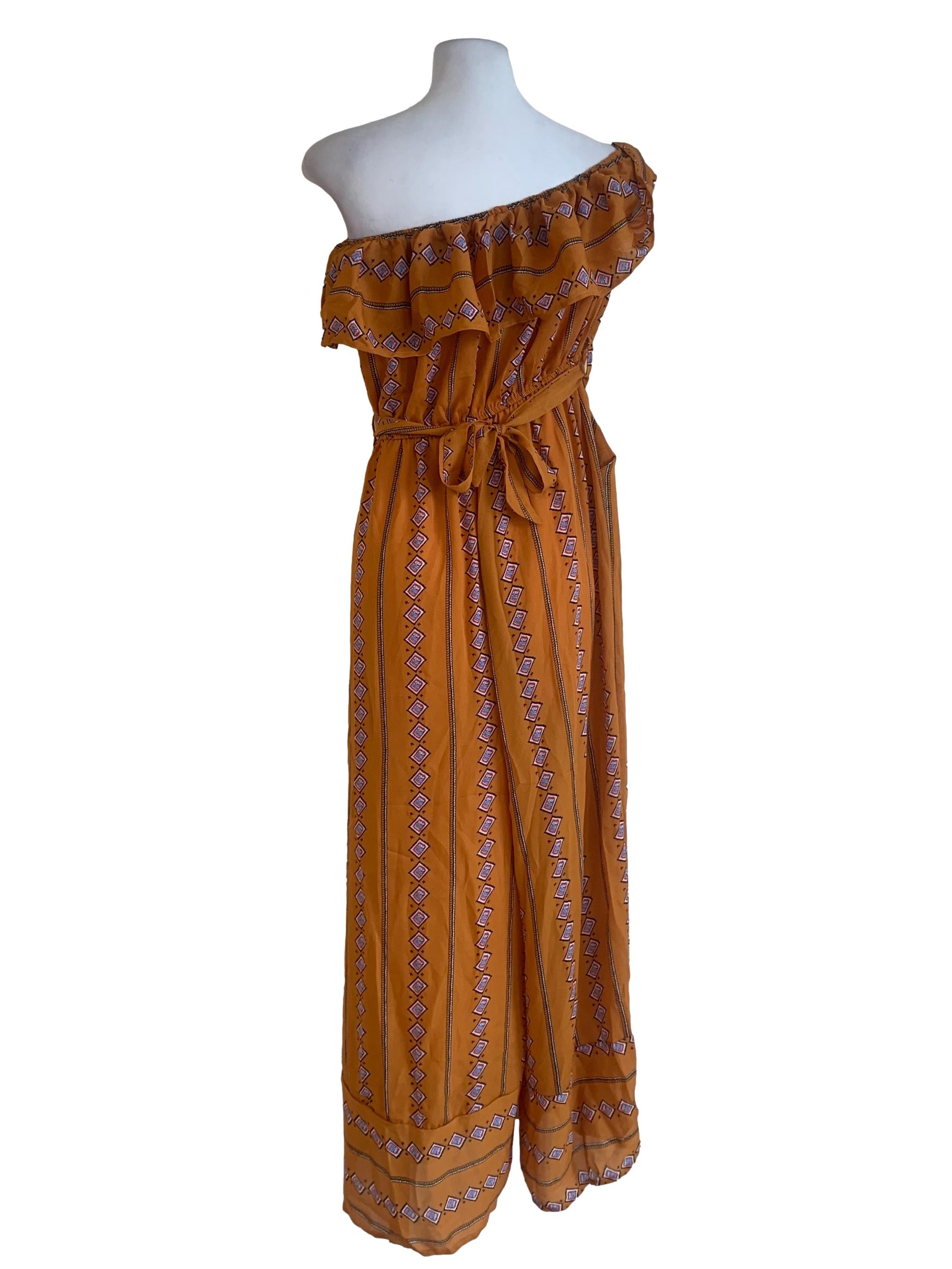 Squash Orange Patterned Jumpsuit
