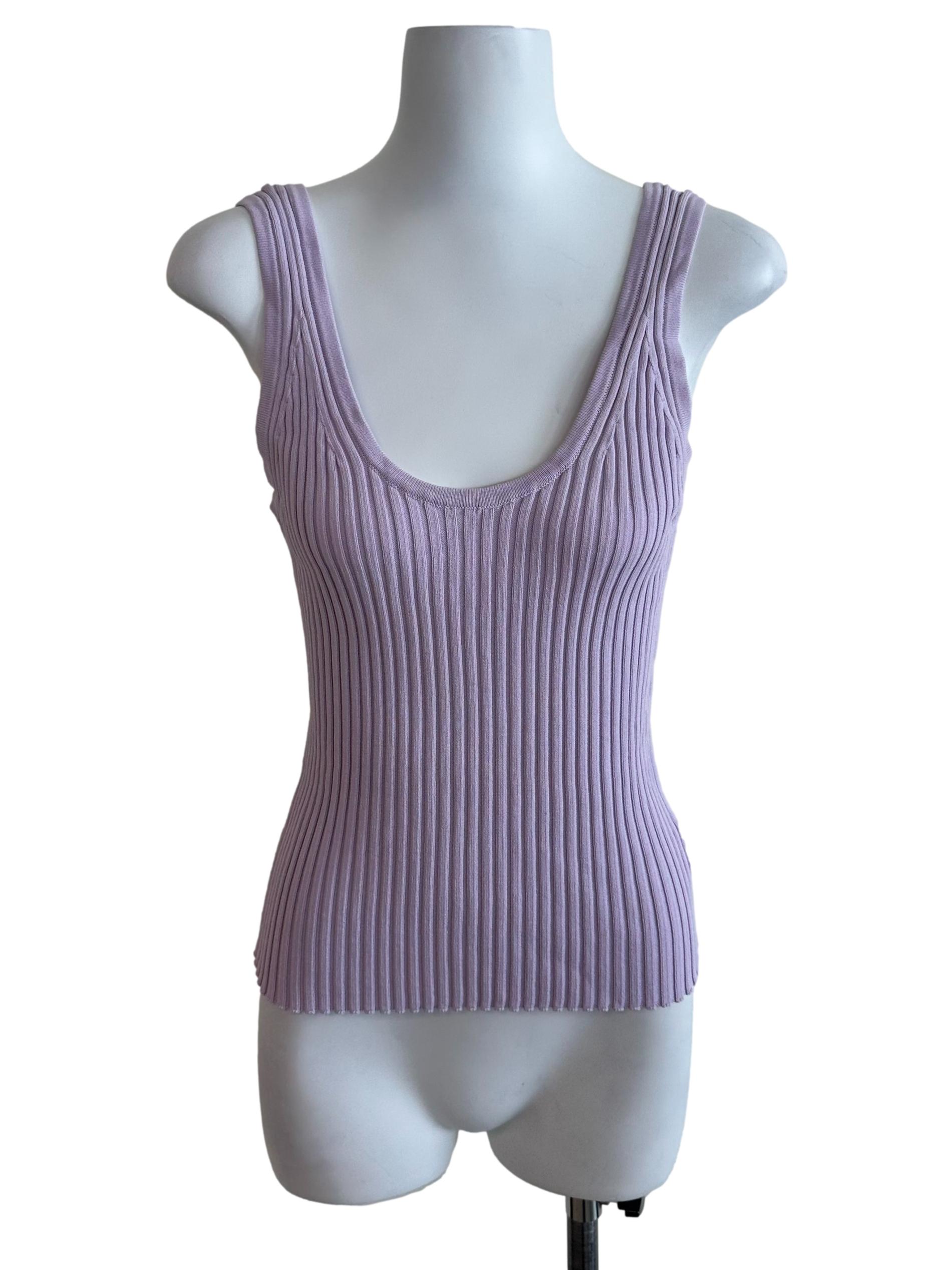 Lilac Purple Knit Scoop Neck Top