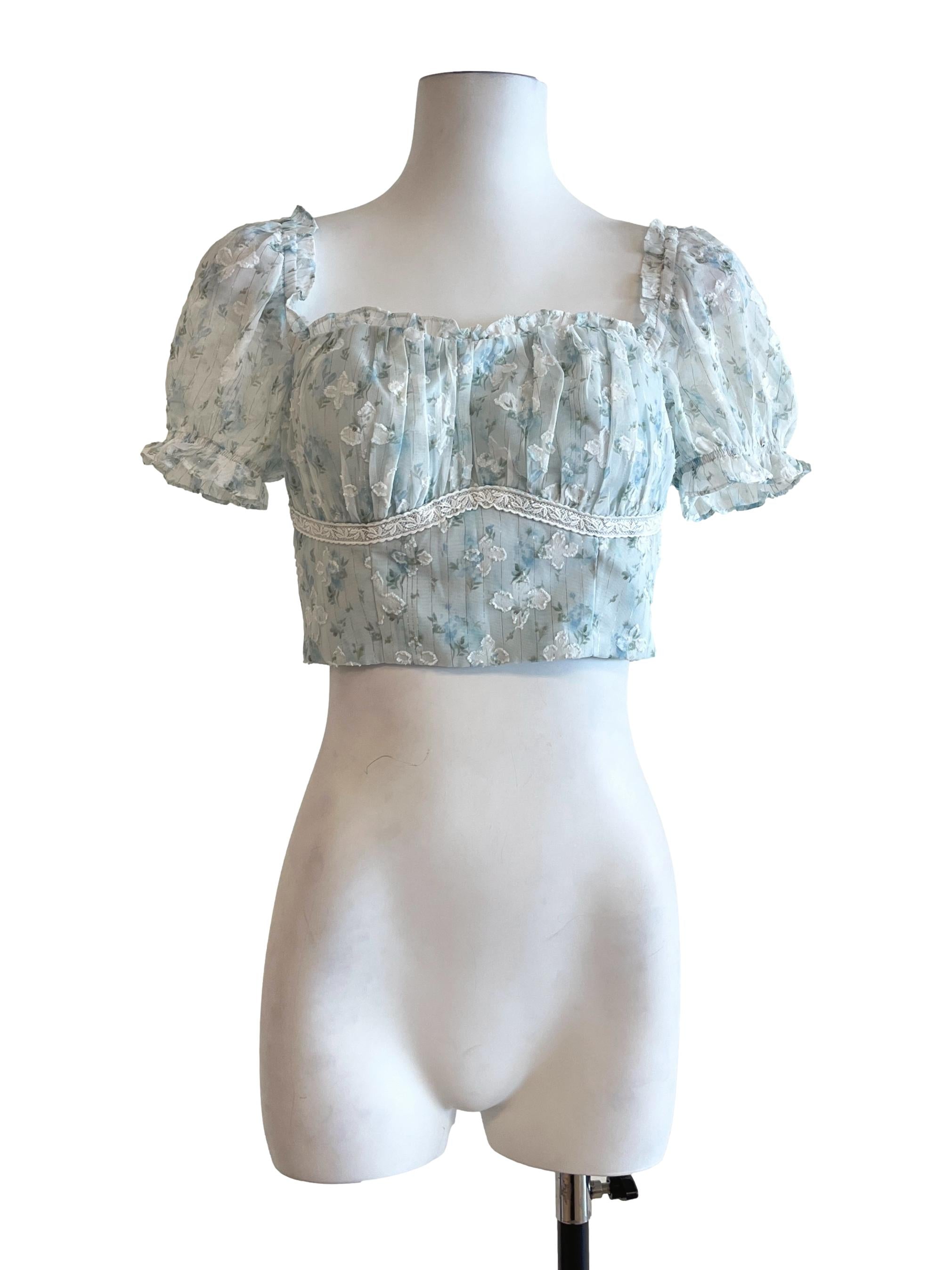 Sky Blue Square Cropped Top