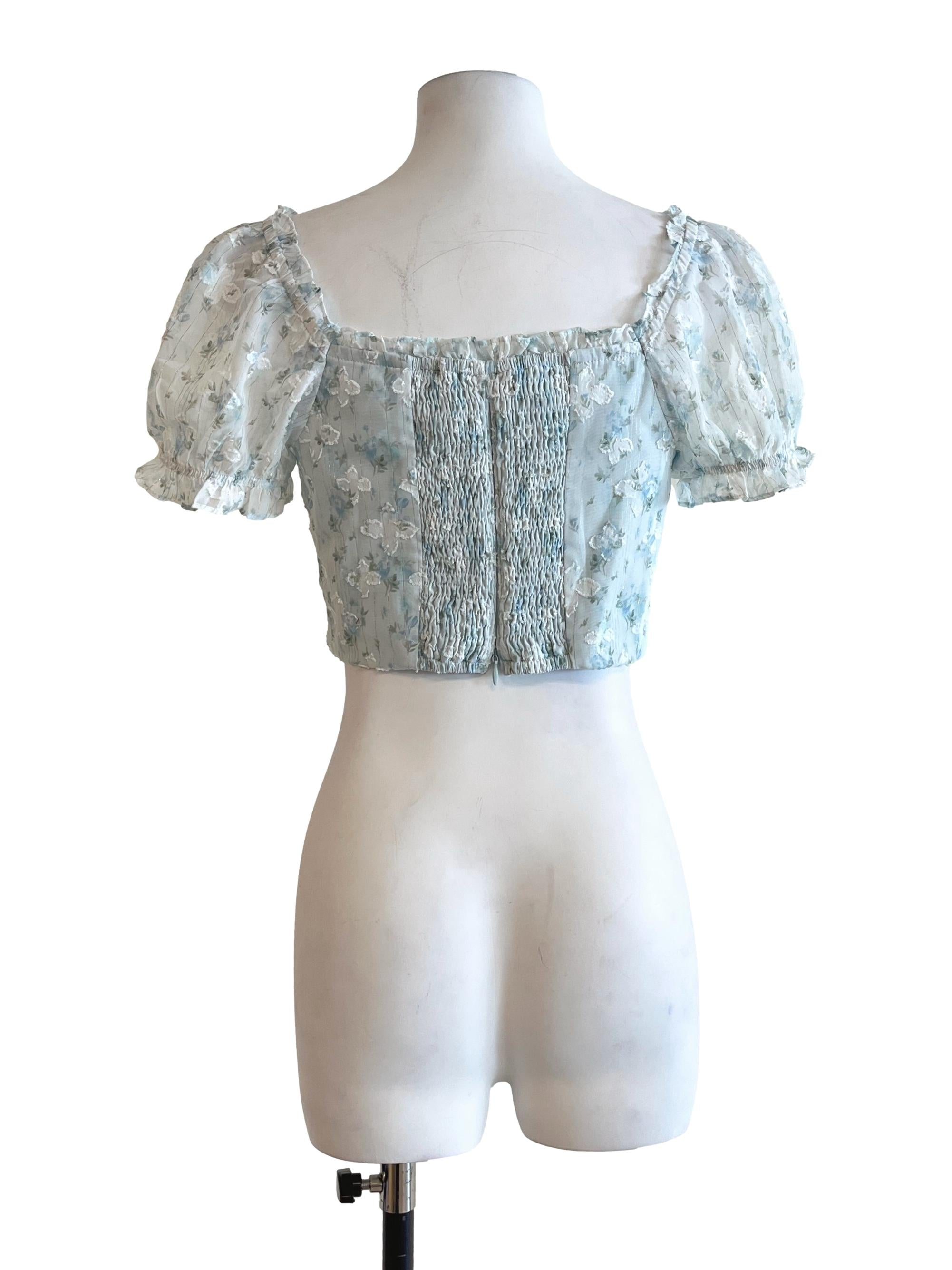 Sky Blue Square Cropped Top