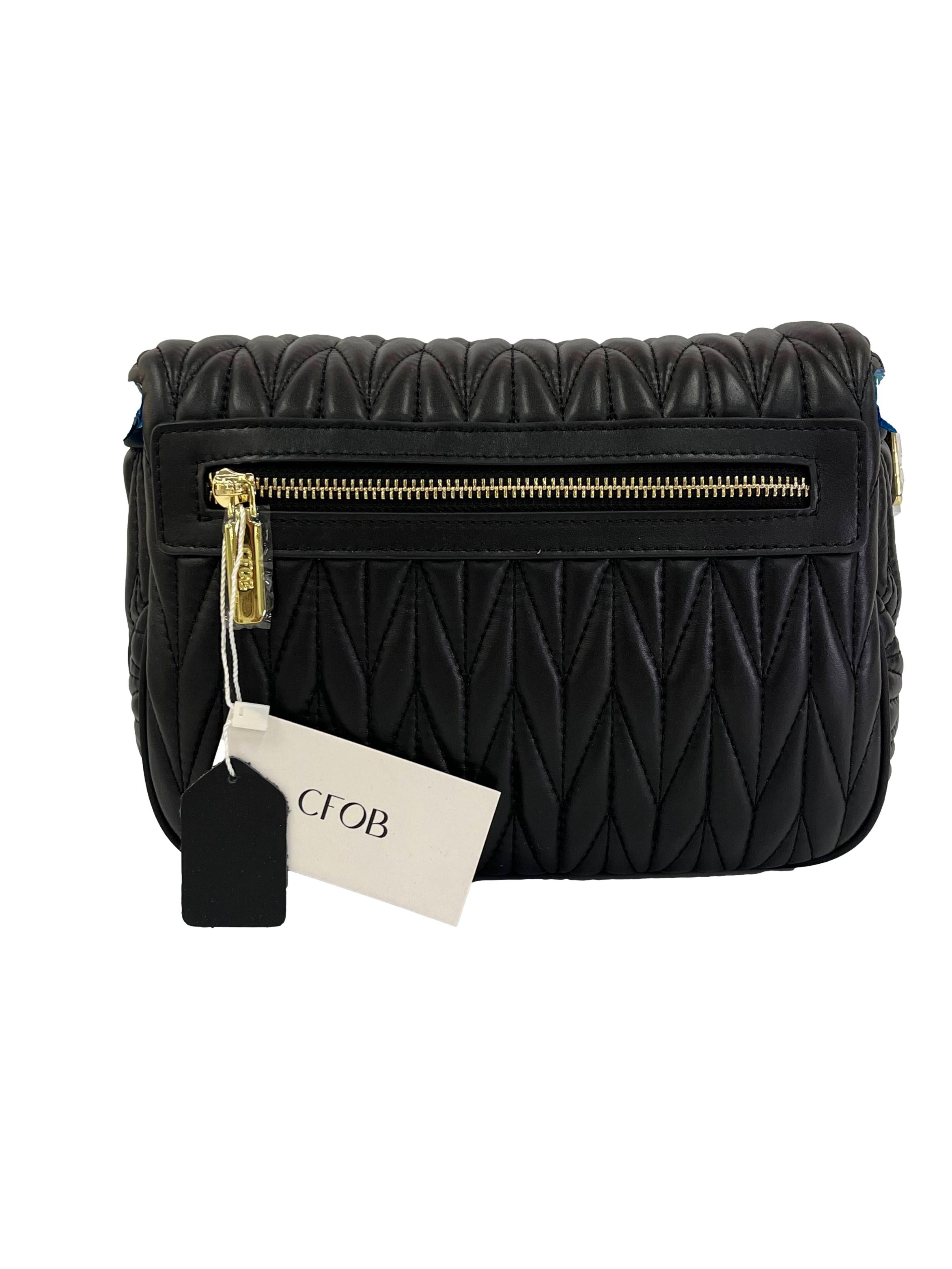 Black Nappa Baby Calf Leaf Quilt Bum Bag CSN