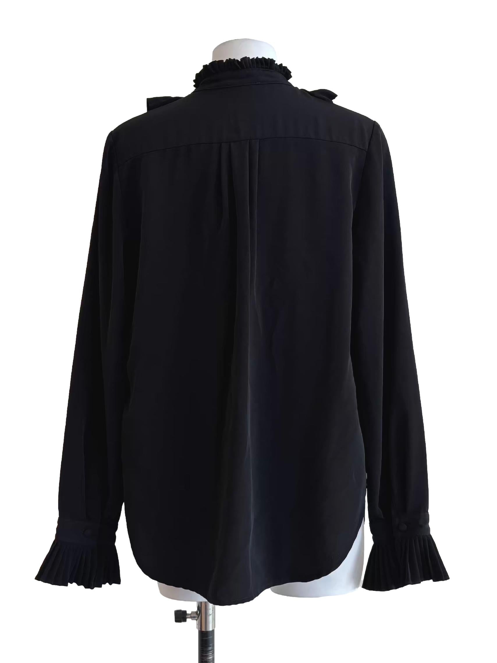 Onyx Black Ruffle Neck Blouse