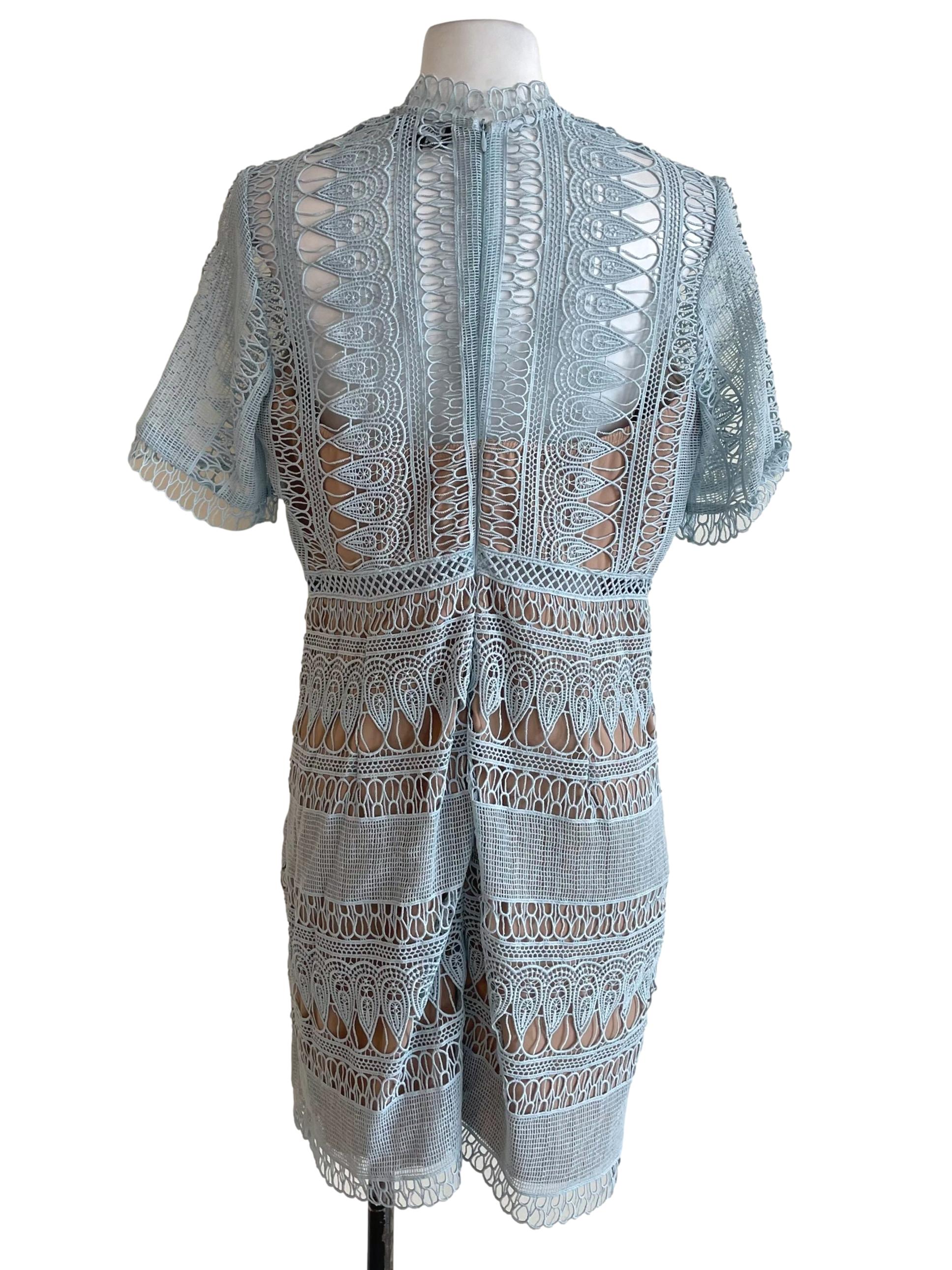 Dusty Sky Blue Embroidery Slip Dress