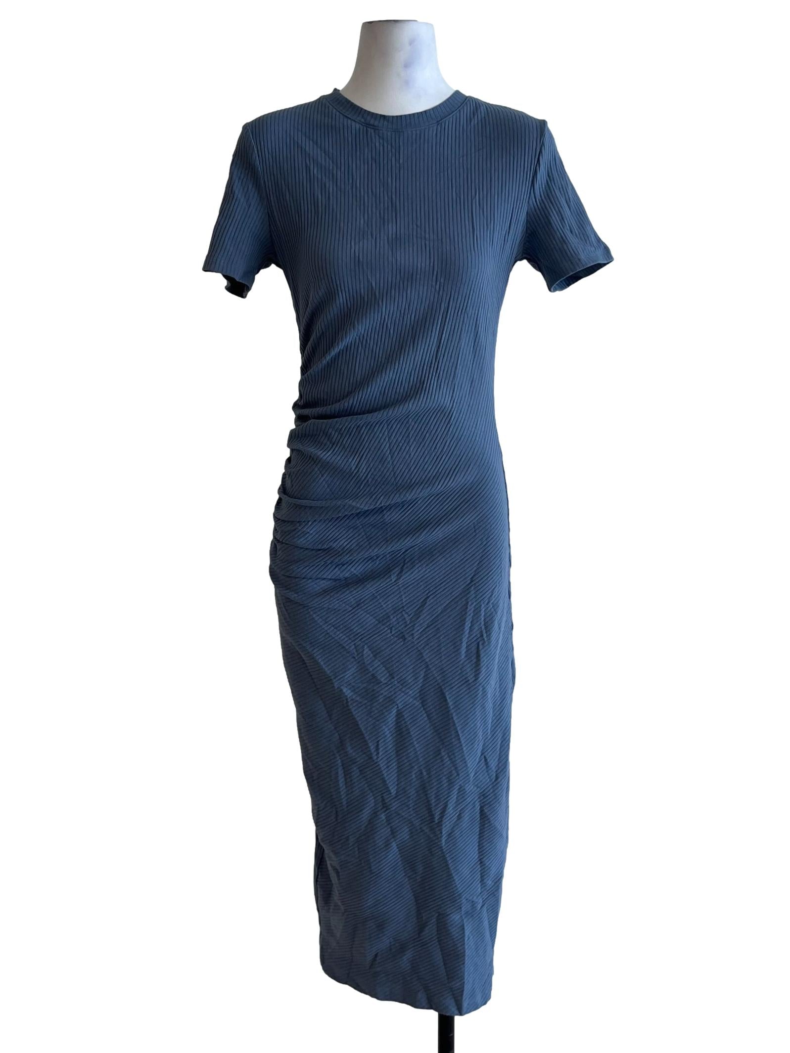 Stone Blue Jewel Neckline Empire Dress