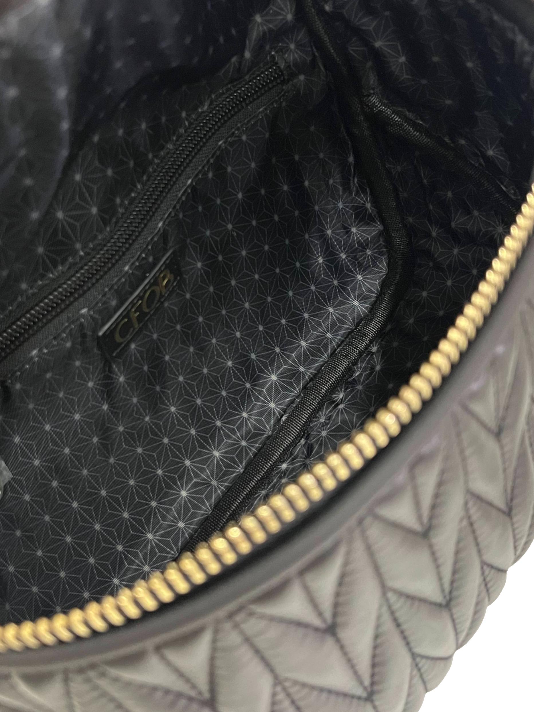 Black Nappa Baby Calf Leaf Quilt Bum Bag CSN