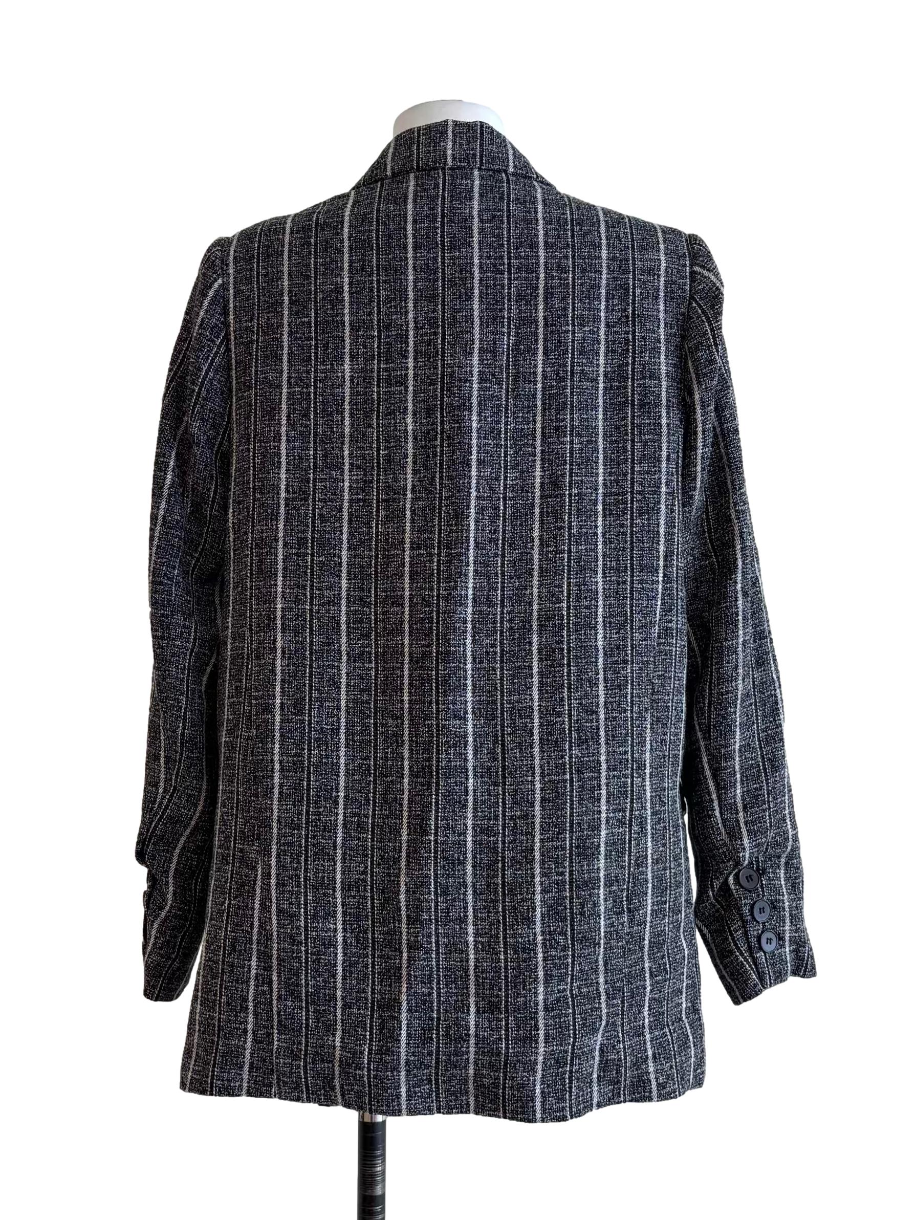 Nevada Grey Striped Wool Blazer