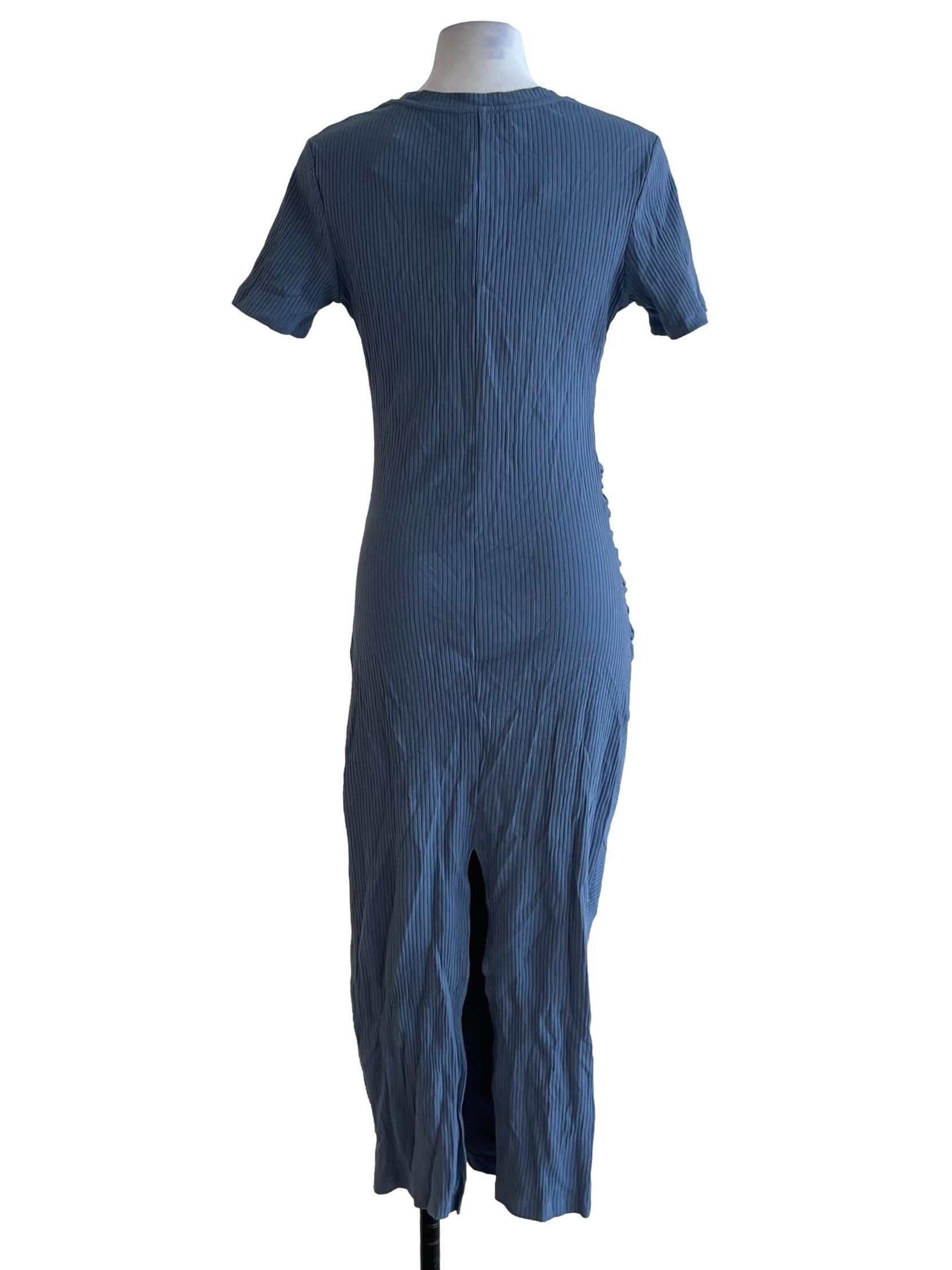 Stone Blue Jewel Neckline Empire Dress
