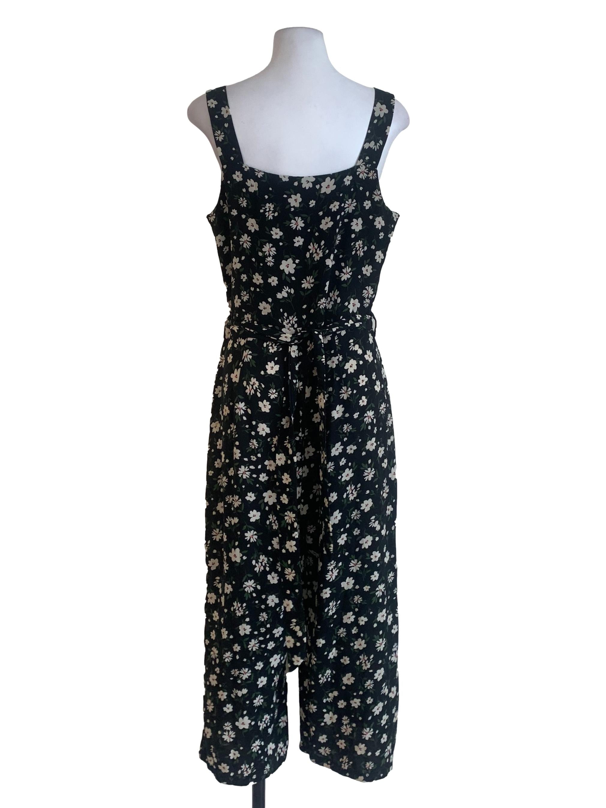 Black Floral Patterned Jumpsuit