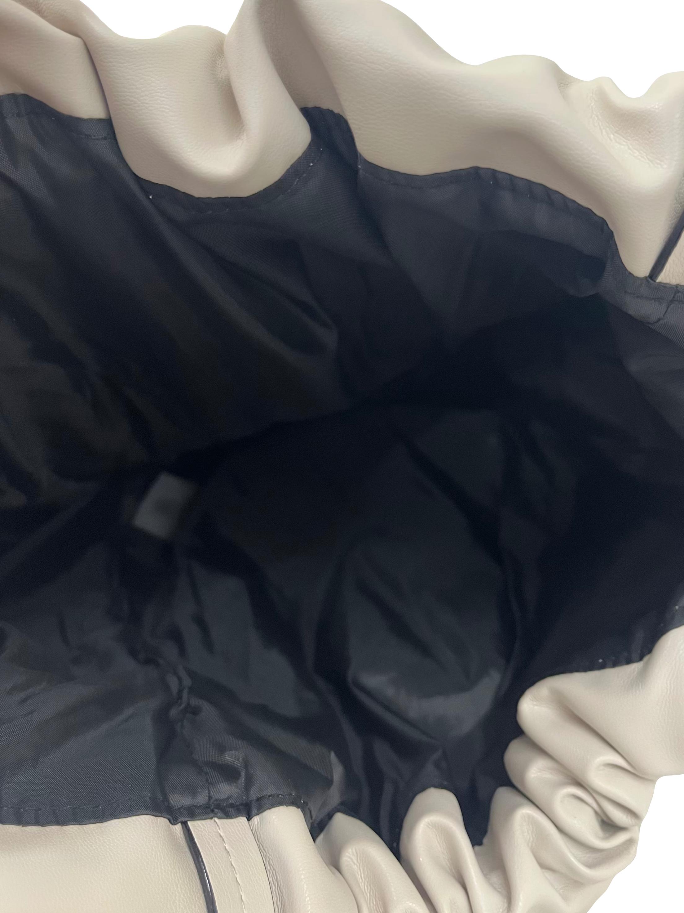 Cream Tote Bag With Drawstring Closure