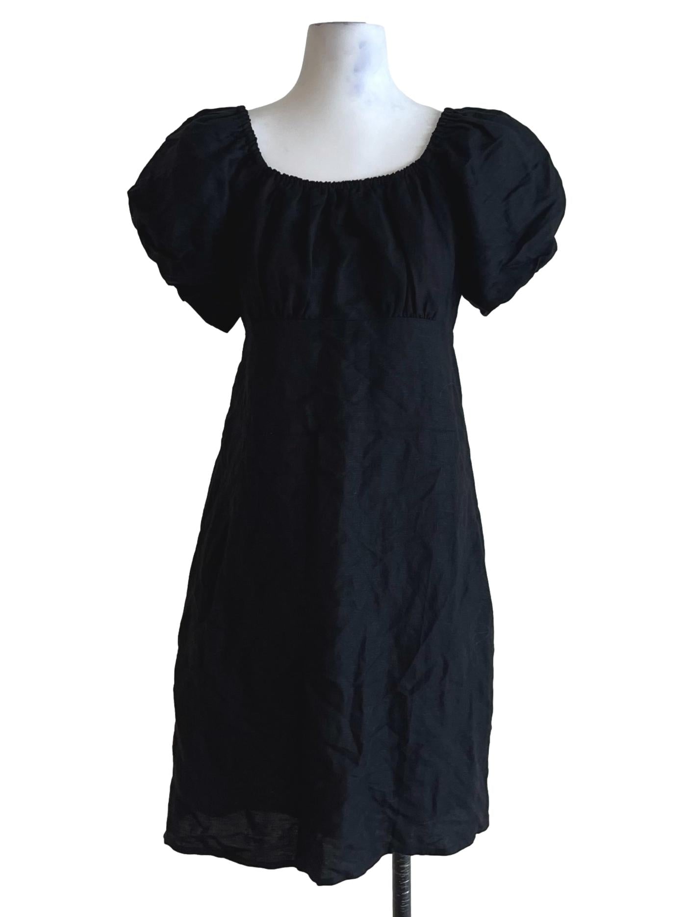 Black Puff Sleeve Empire Dress
