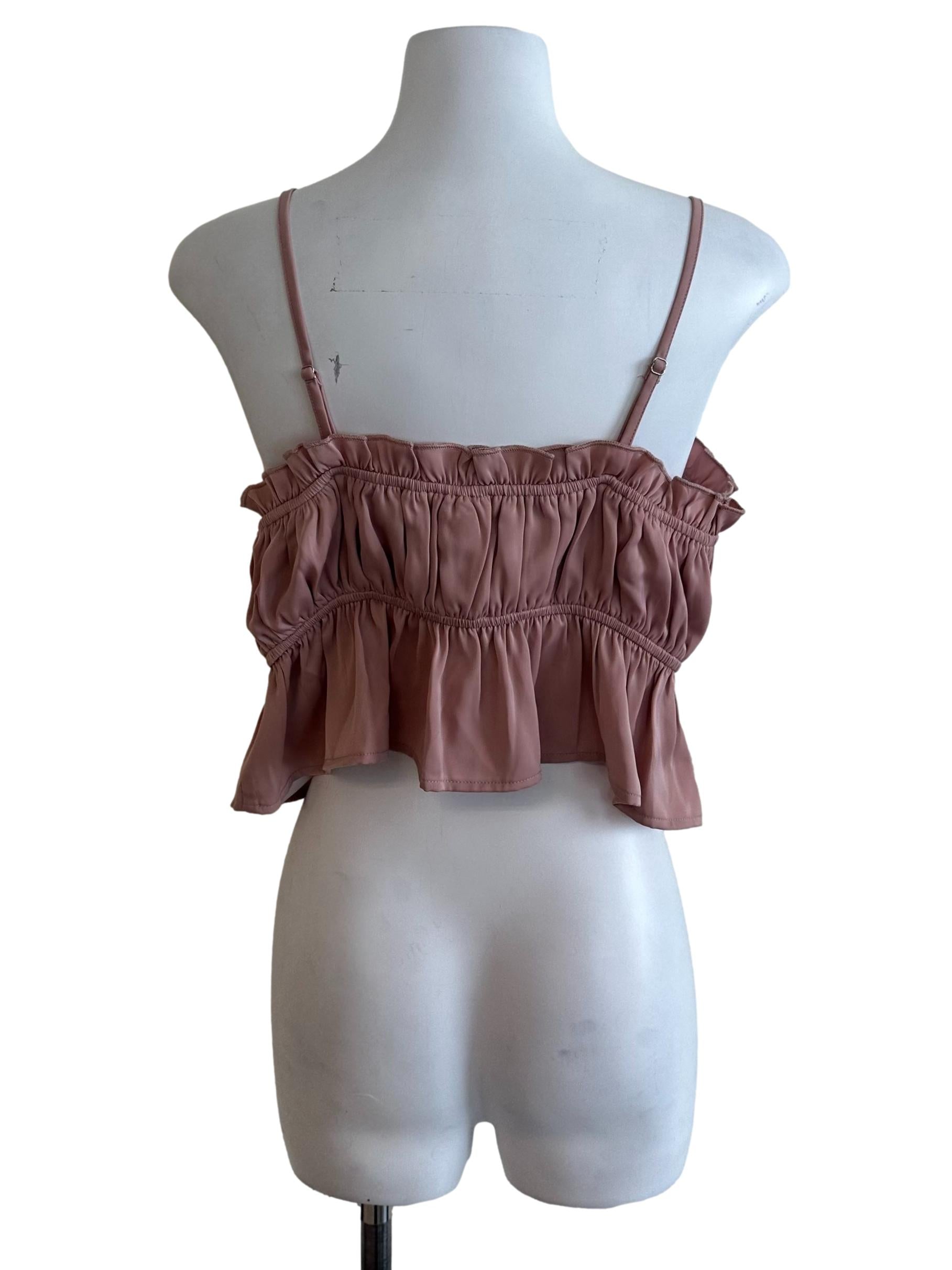 Rosewood Pink Ruched Peplum Top