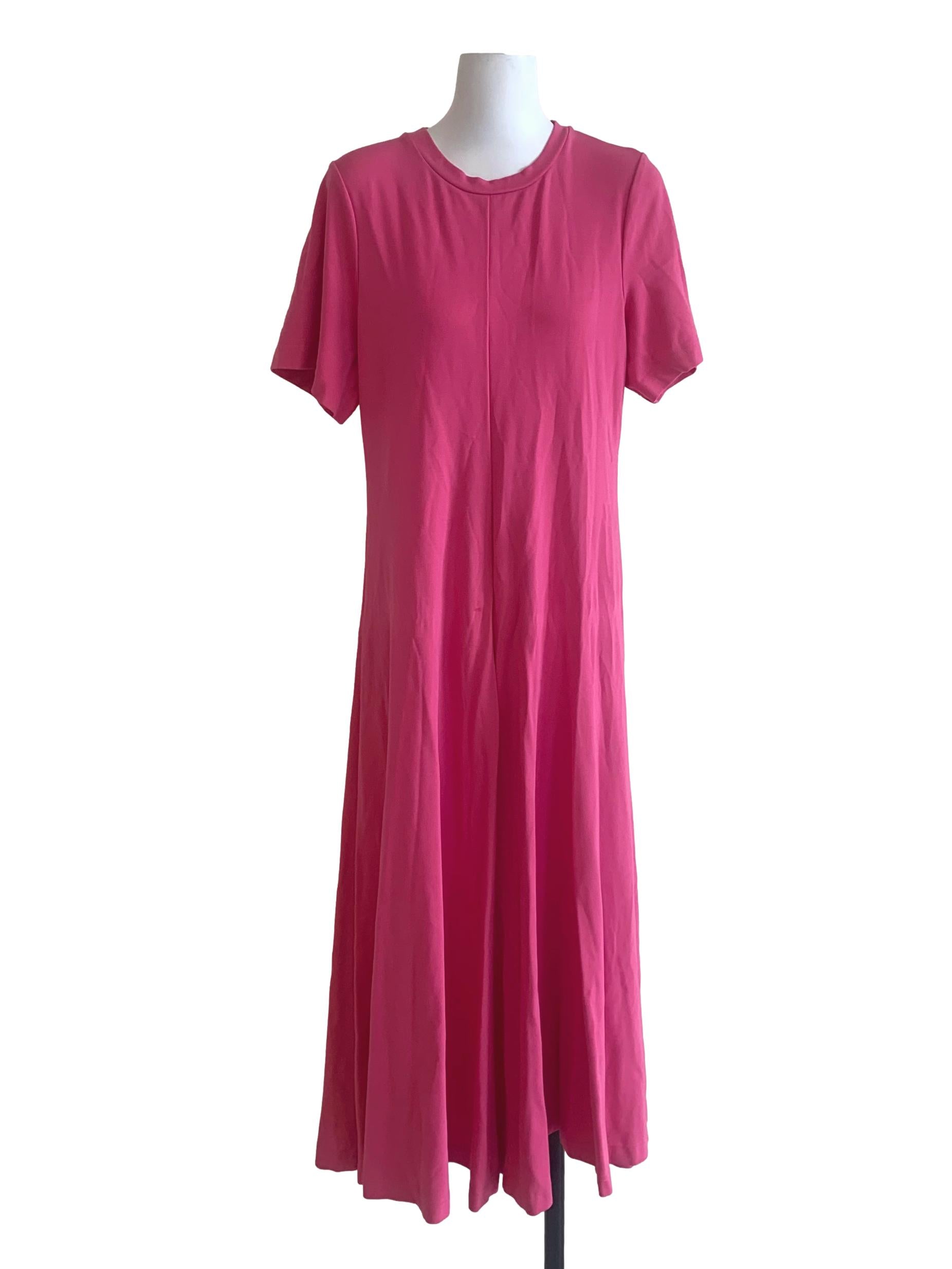 Hot Pink Round Neck Dress