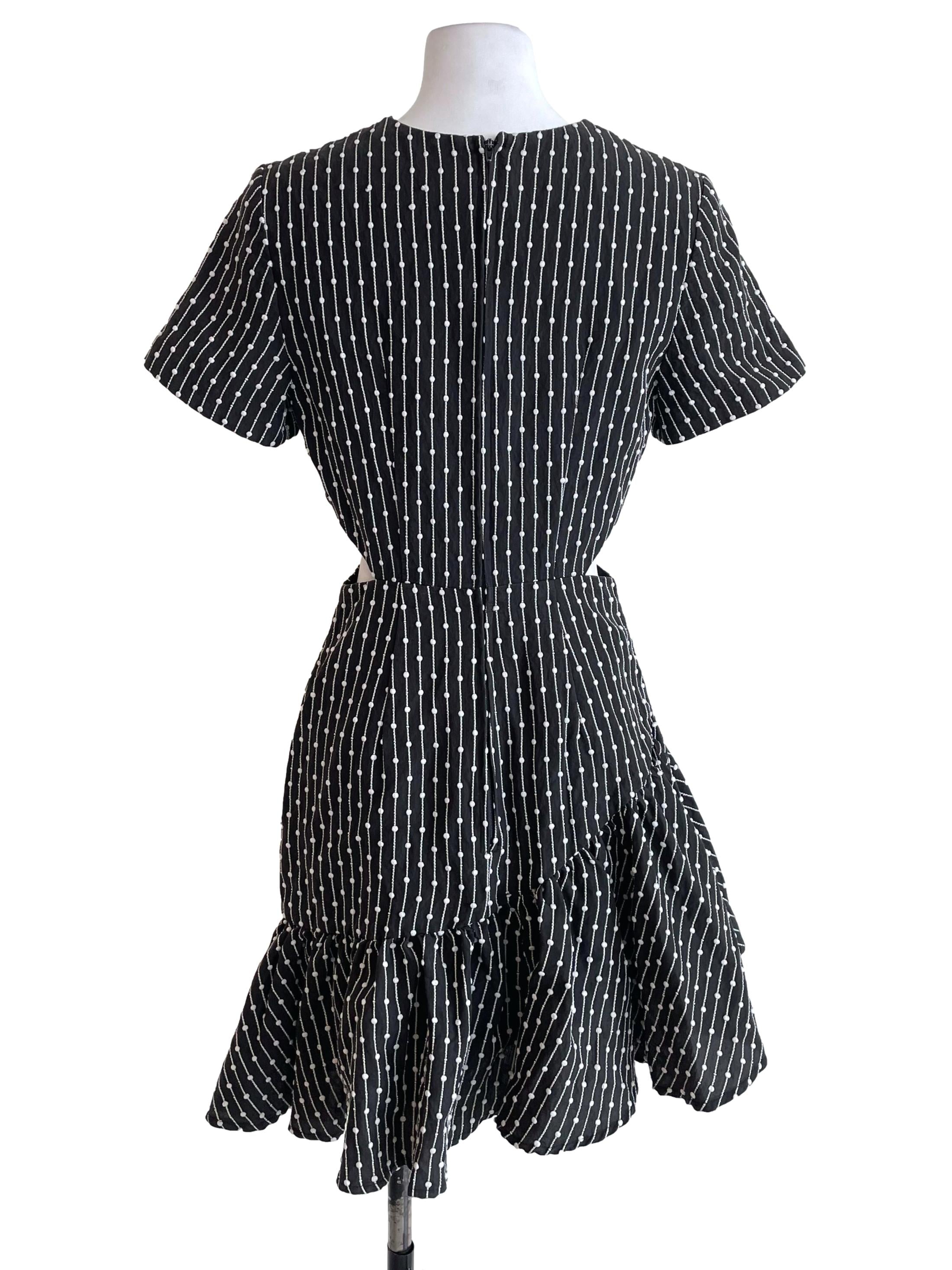 Charcoal Black Pleated Open Waist Dress