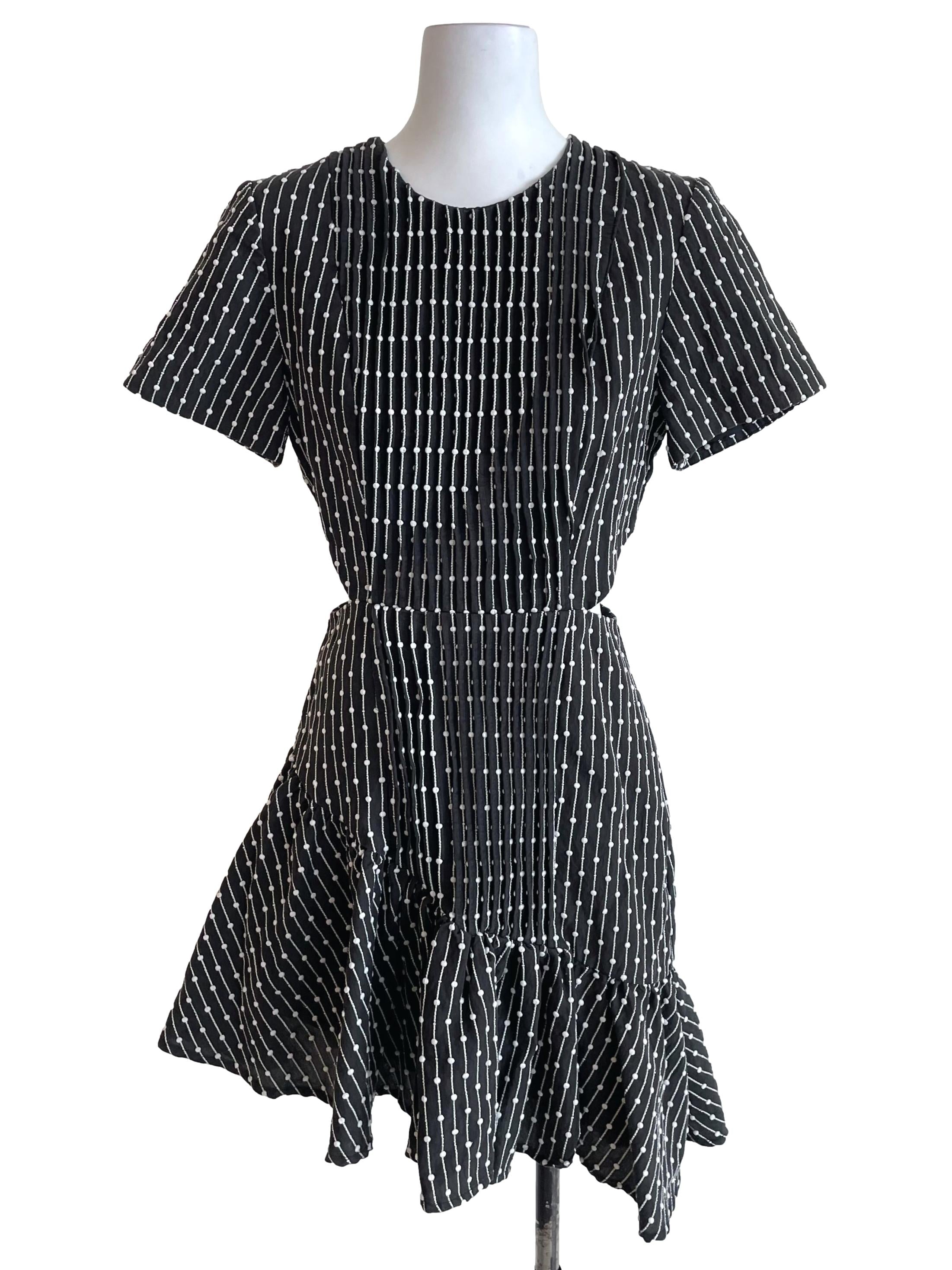Charcoal Black Pleated Open Waist Dress
