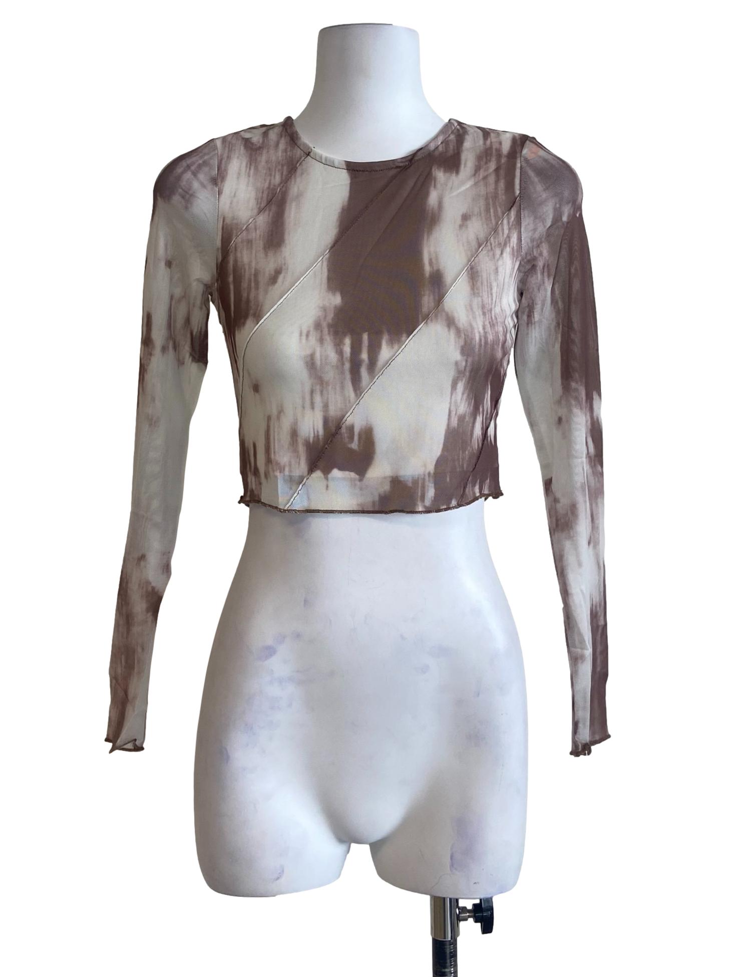 Brown Brodie Mesh Long Sleeve Top