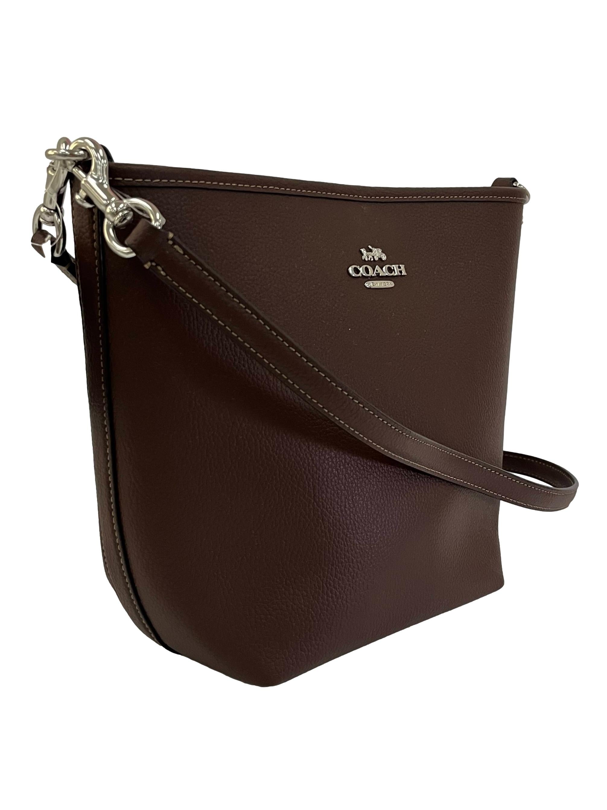 Brown Leather City Bucket Crossbody Bag CSN