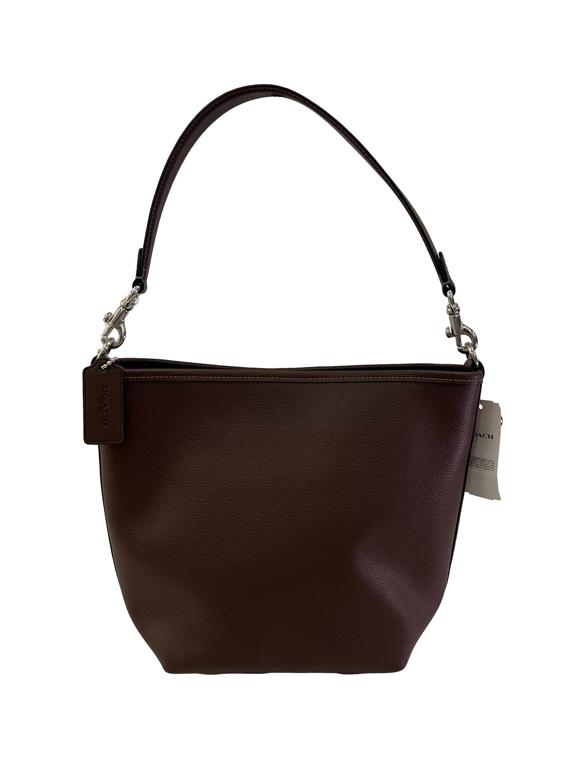 Brown Leather City Bucket Crossbody Bag CSN
